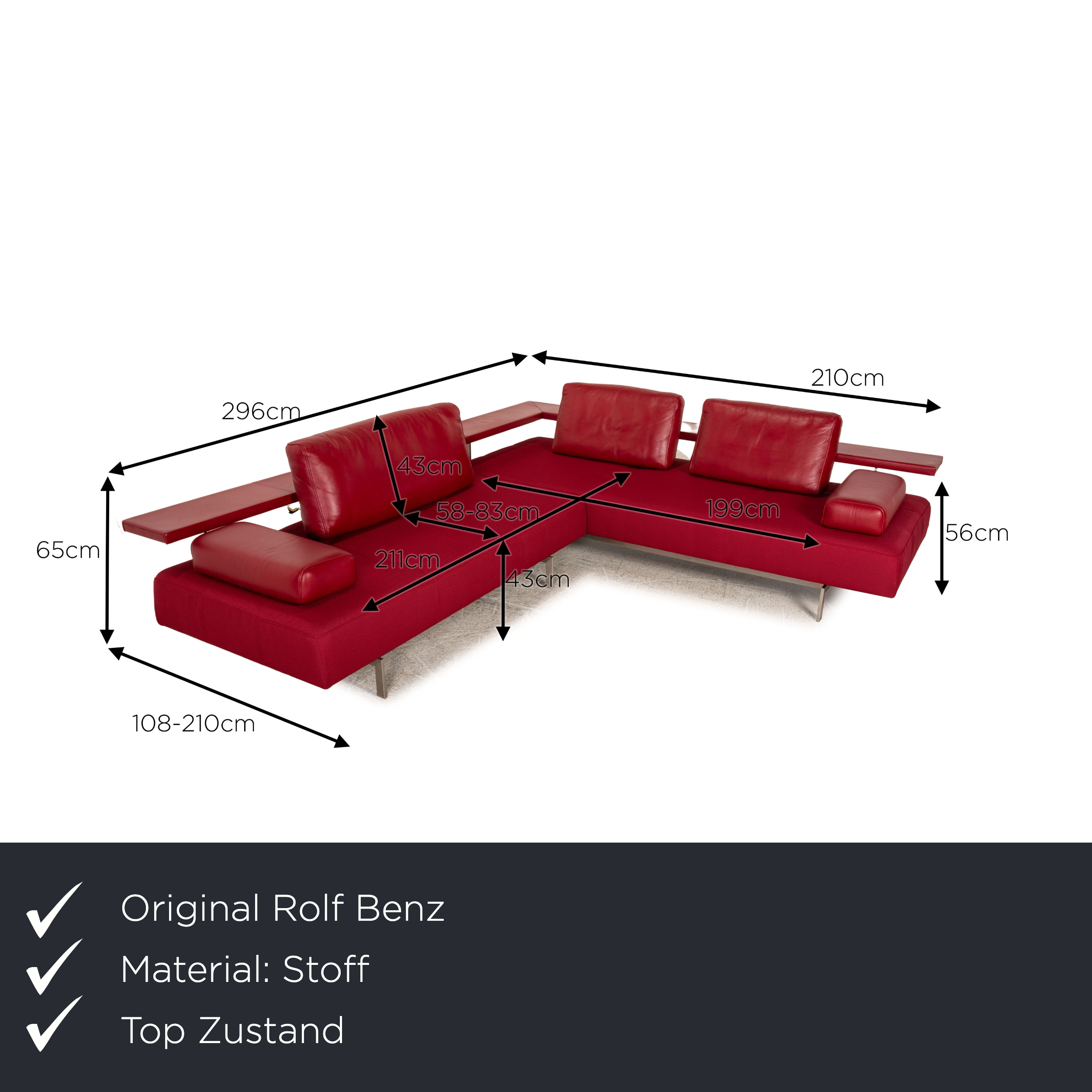 Dono Ecksofa Soff Neubezug Rot