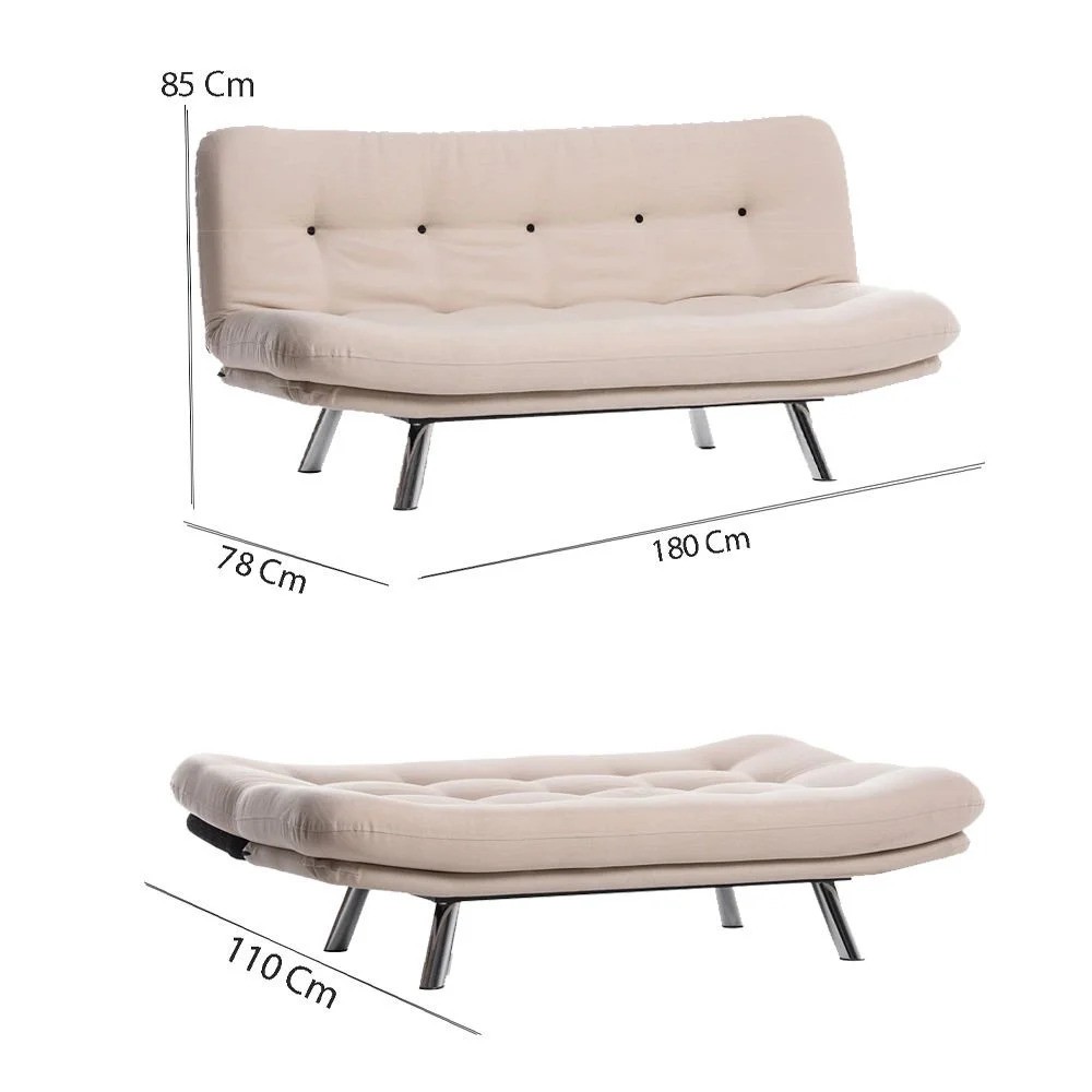 Misa Small V3 Schlafsofa 3-Sitzer Creme