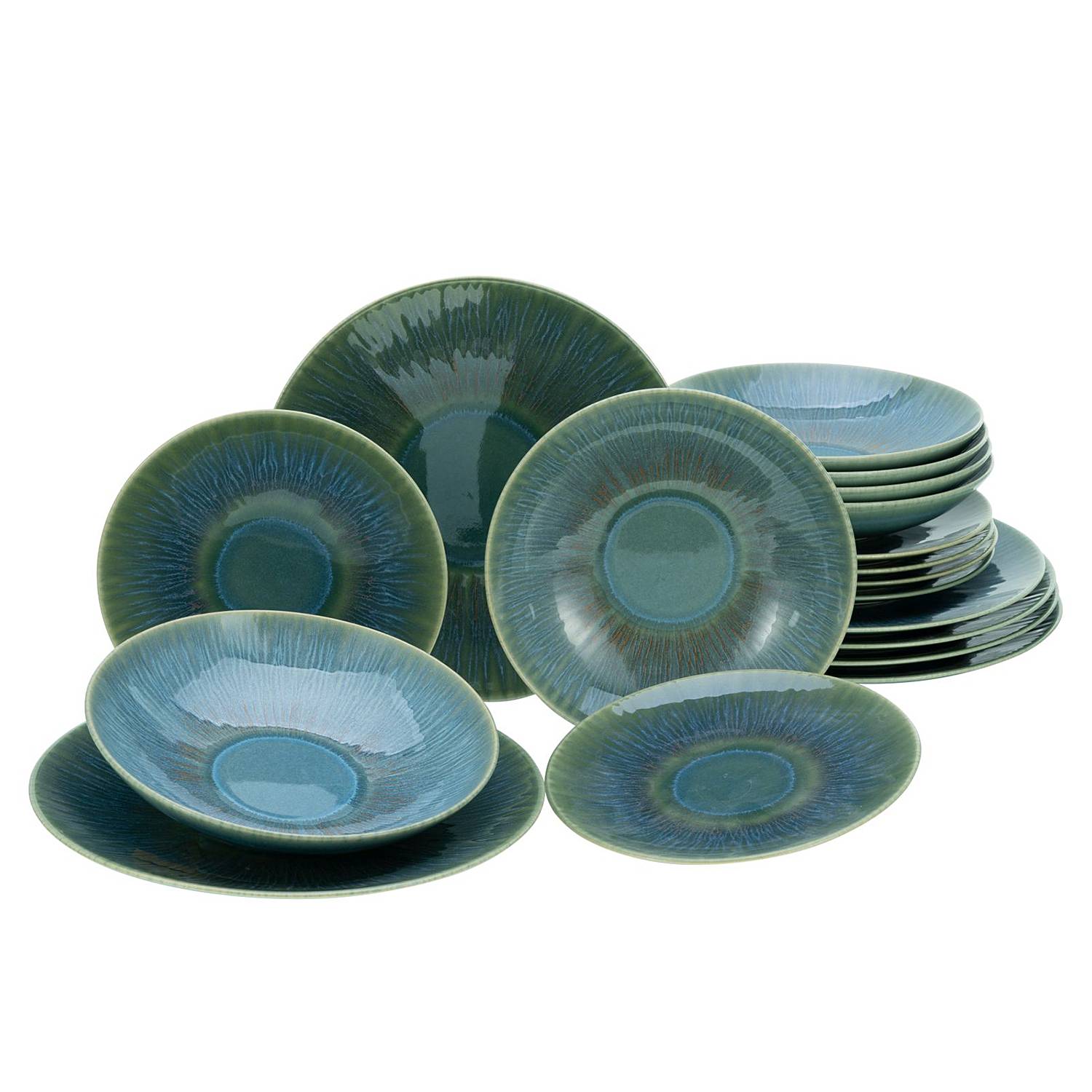 Sea Breeze 18-teiliges Tafelservice Steinzeug Grün