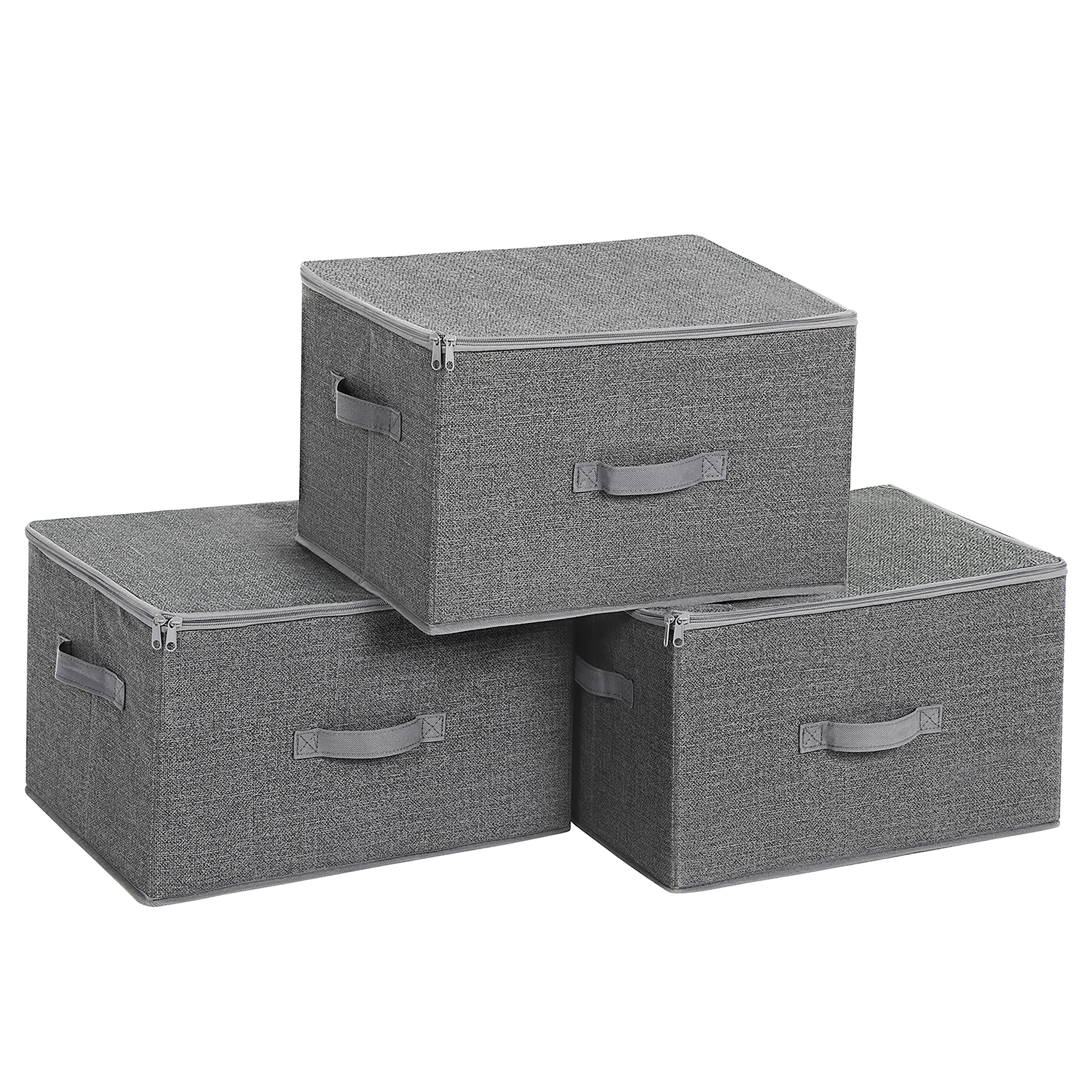 Storage box Rulls set of 3 mixed fabric grey