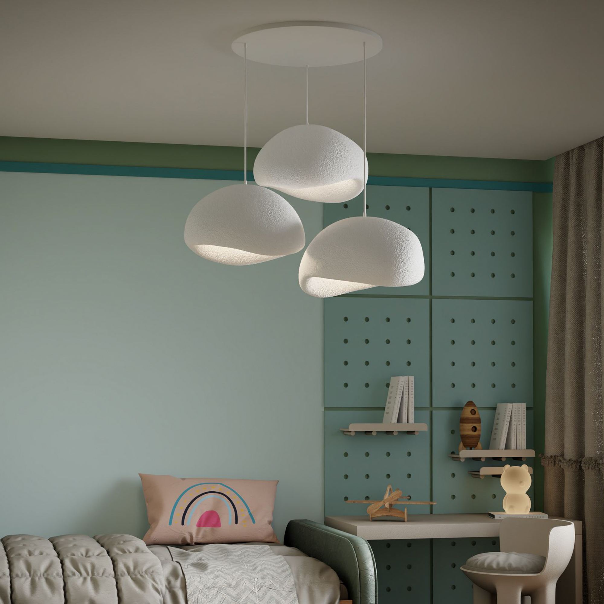 3-Flammig Wabi Sabi Haze & Hues Pendelleuchte Weiß