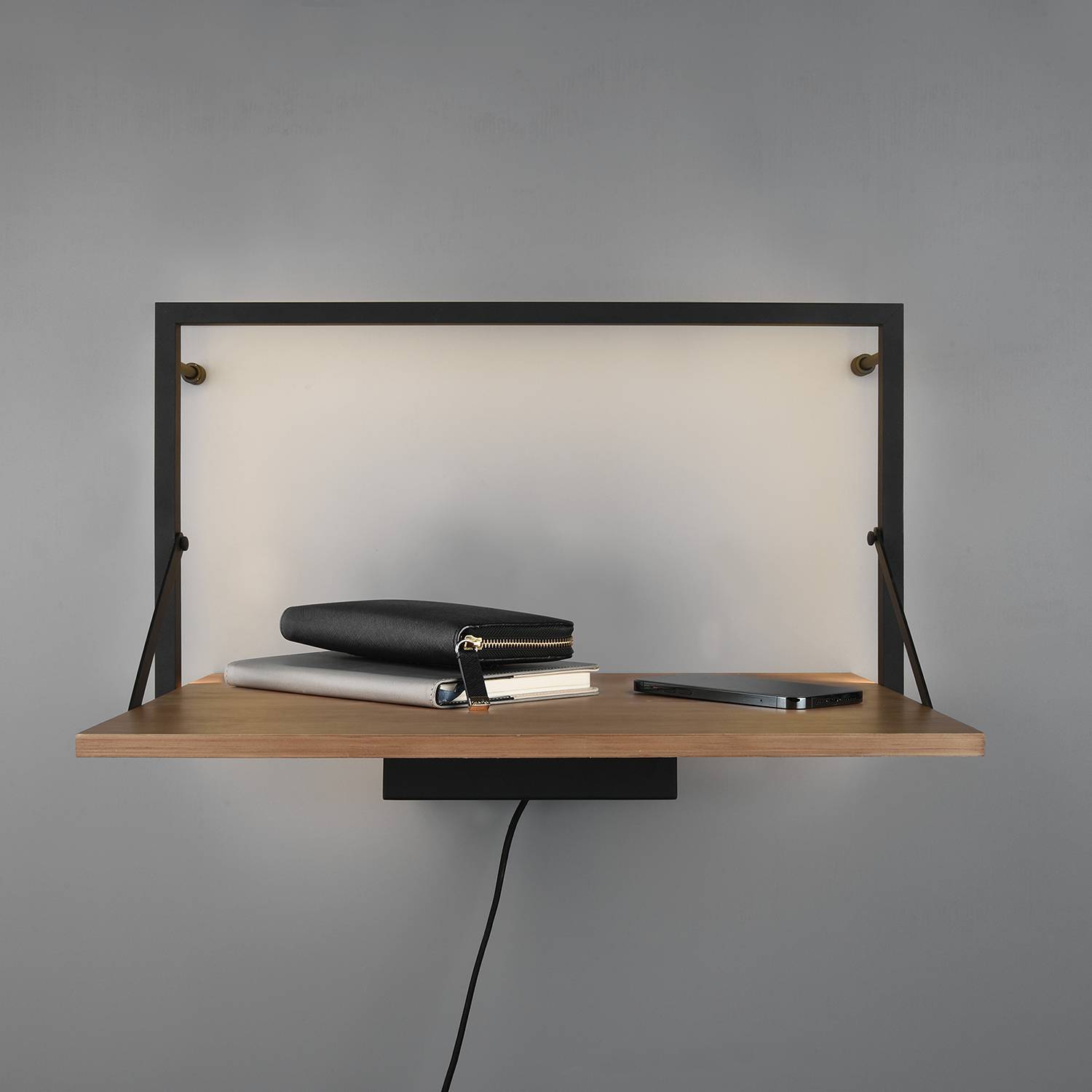 Wall shelf Legno I Incl. Lighting Black