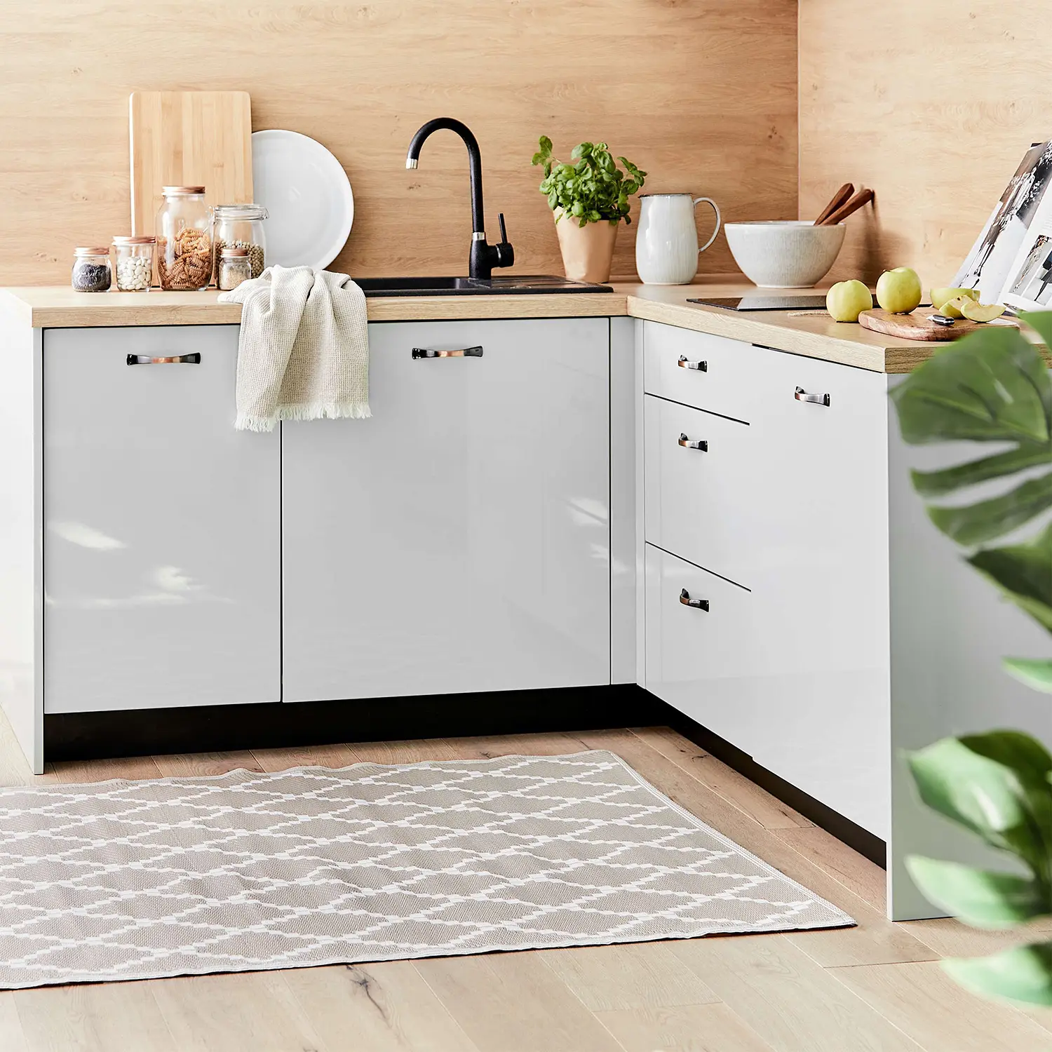 Colour Clash Rauten II Outdoorteppich Natur