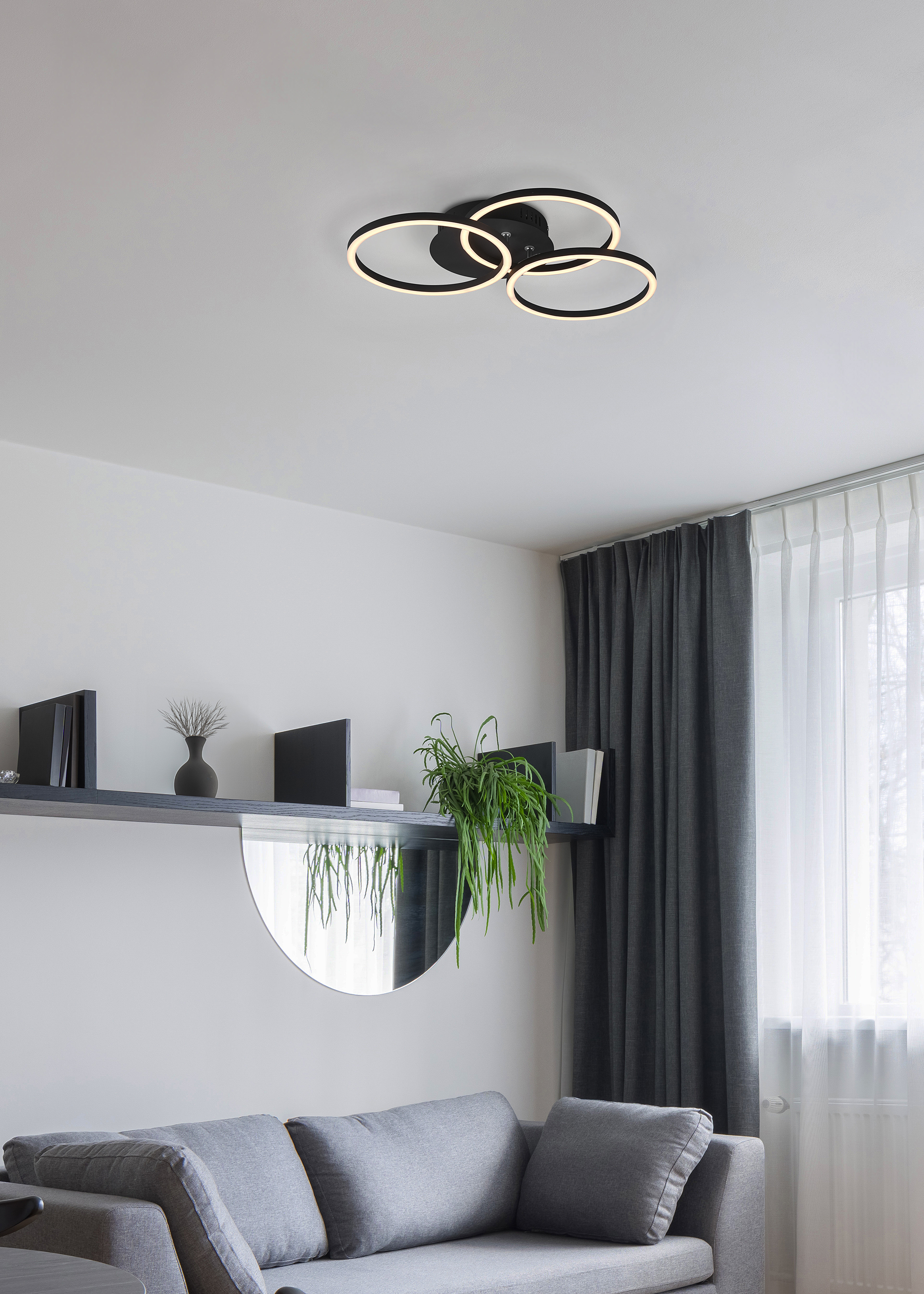 Circle LED Ceiling Light Iron 1-light Black