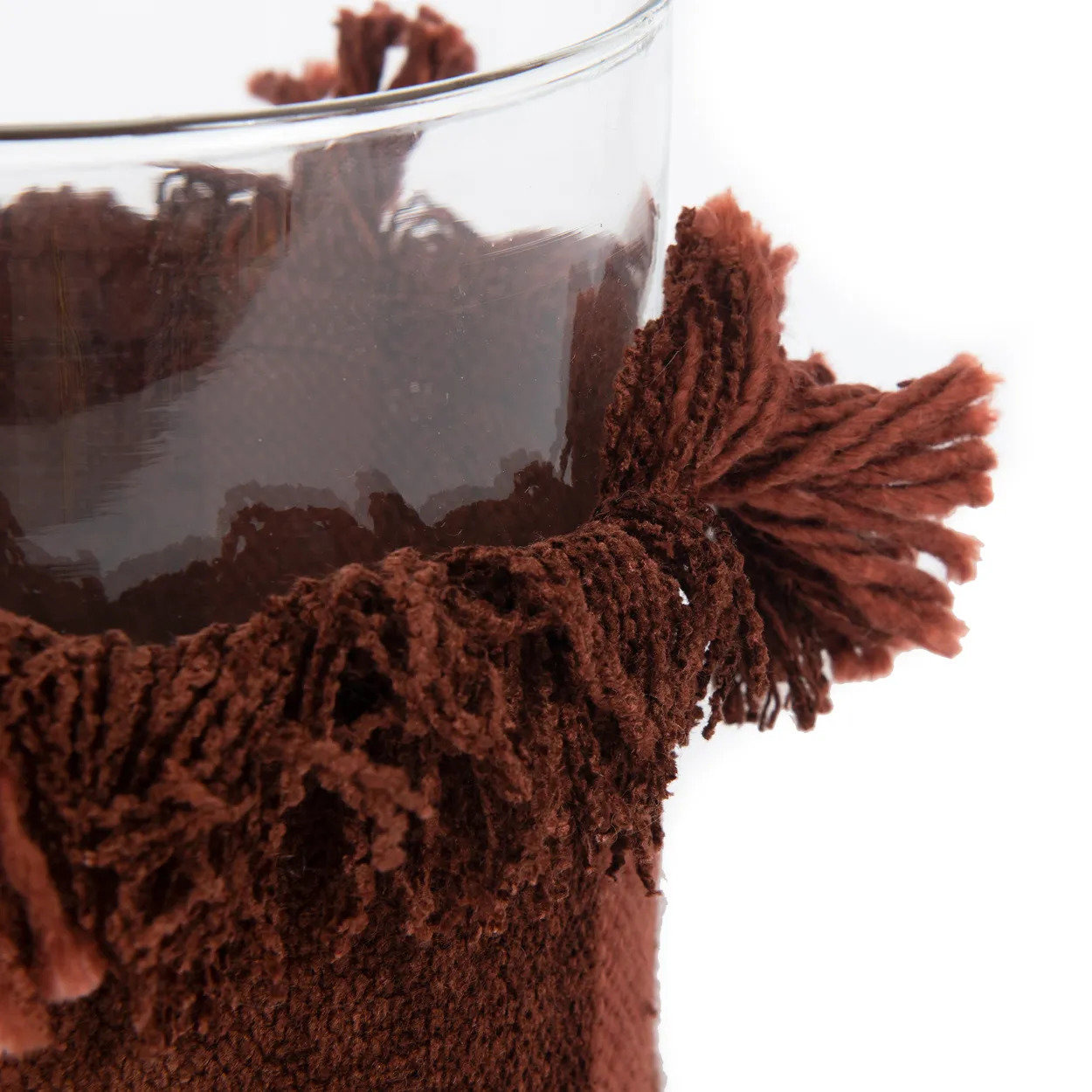 Windlicht XL Glas Samt Bordeaux