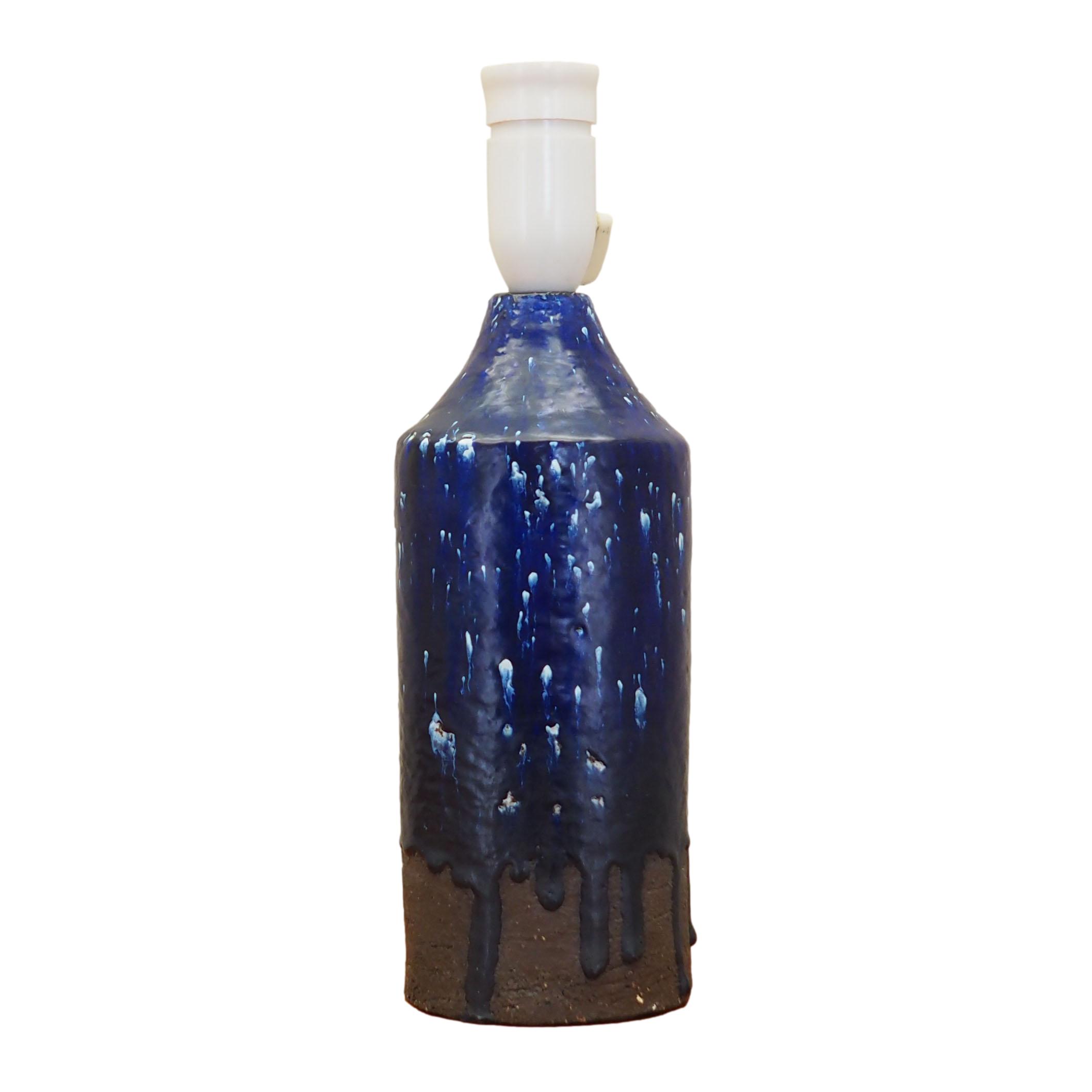 Tischlampe Keramik Blau 1960er Jahre