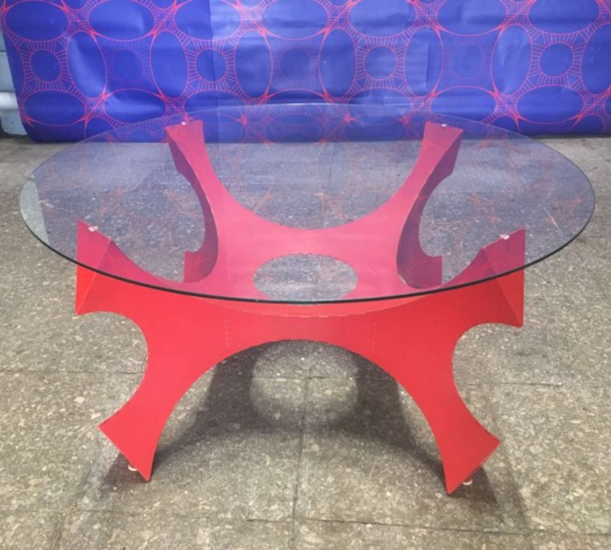 NEMO Coffee Table Wood Glass Red