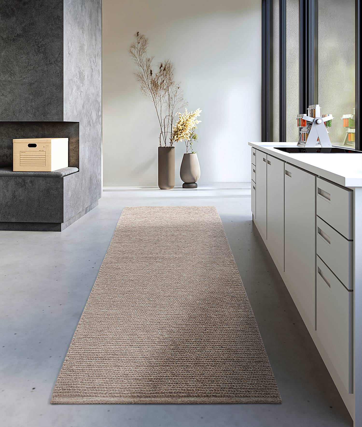 Läufer Francois Wolle Beige