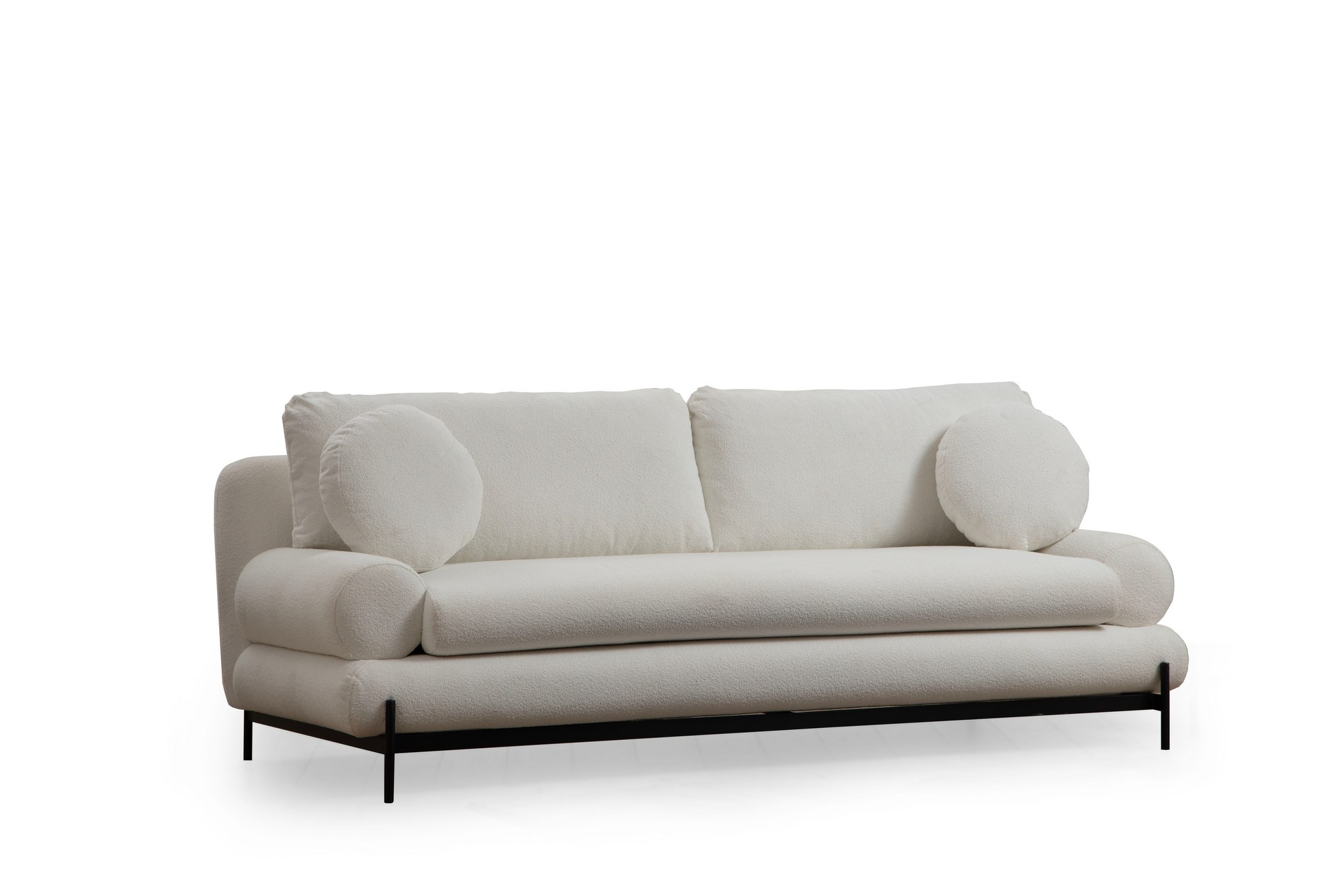 Sofa 3-Sitzer Textil Weiß