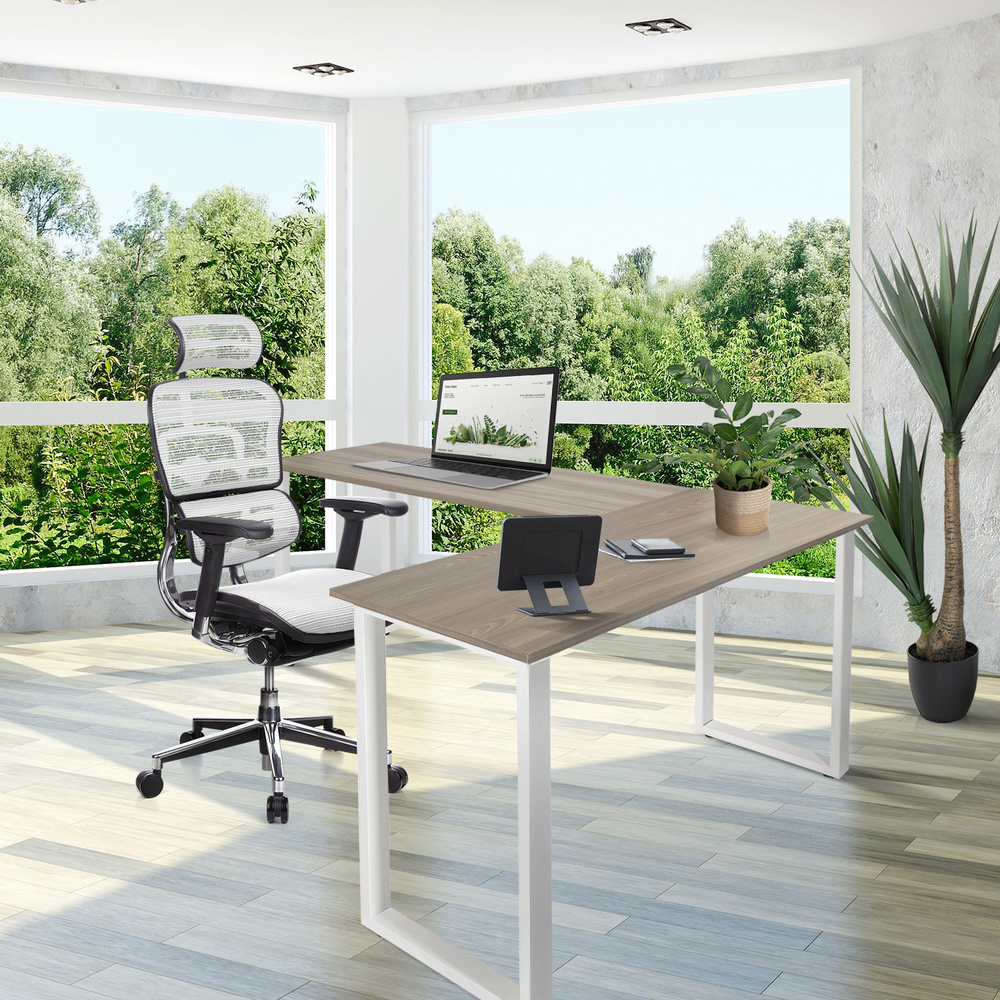 Workspace Basic I  Eckschreibtisch Holz Grau