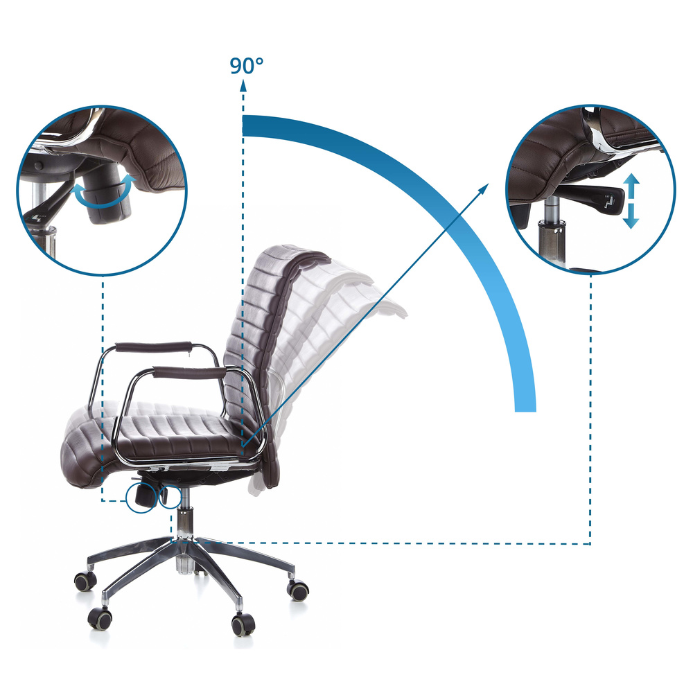 ASPERA 10 Bürostuhl Drehbar mit Rollen Leder Braun