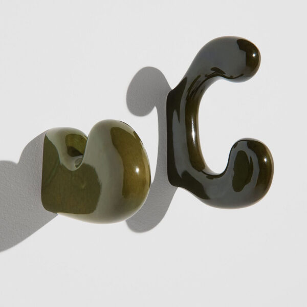 2x Klump Ganci da parete Ceramica Verde