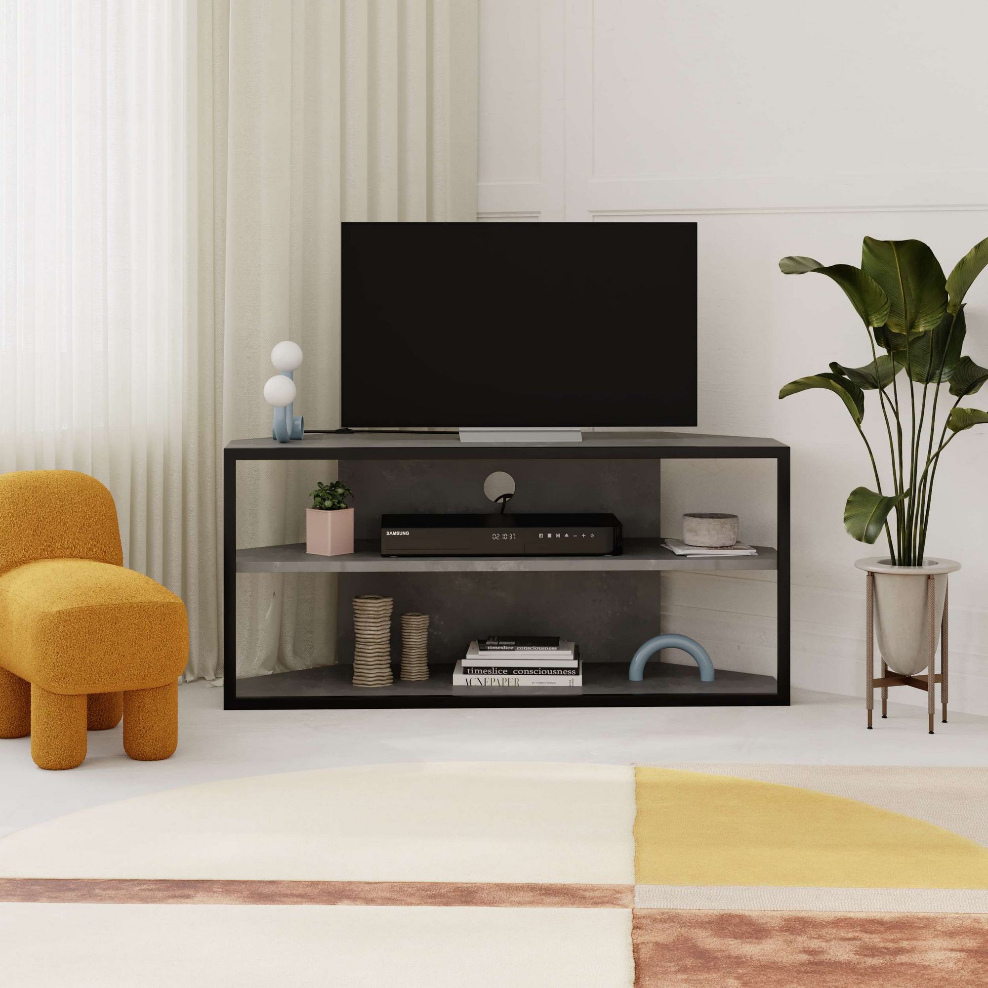 Echo Mobile basso impiallacciato in legno retrò grigio