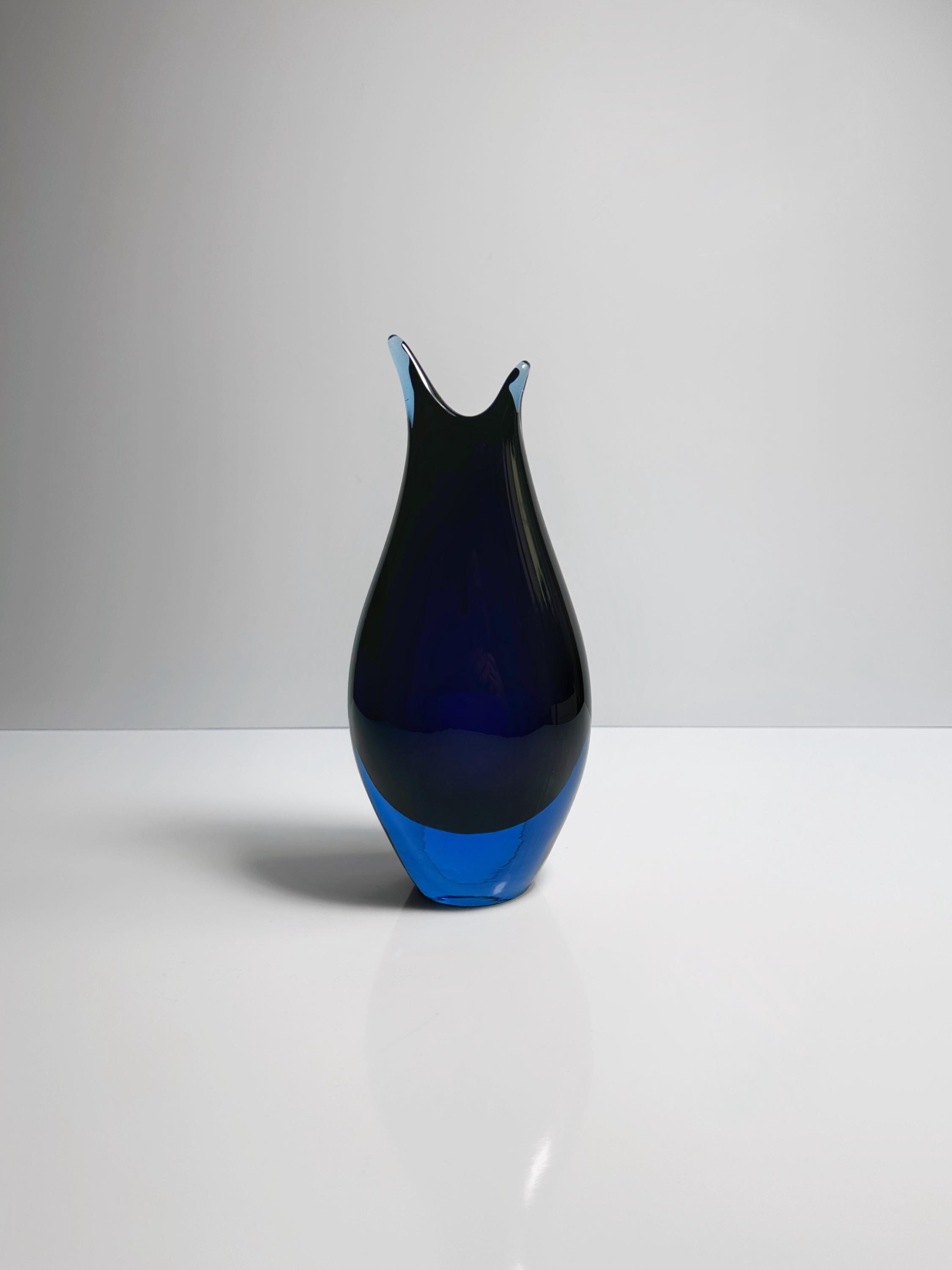 Vintage Vase Muranoglas Dunkelblau