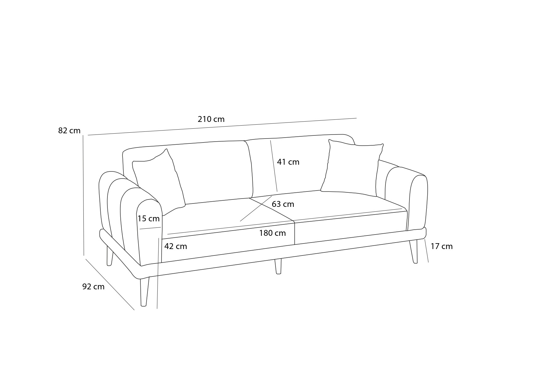 Seren Sofa 3-Sitzer Anthrazit