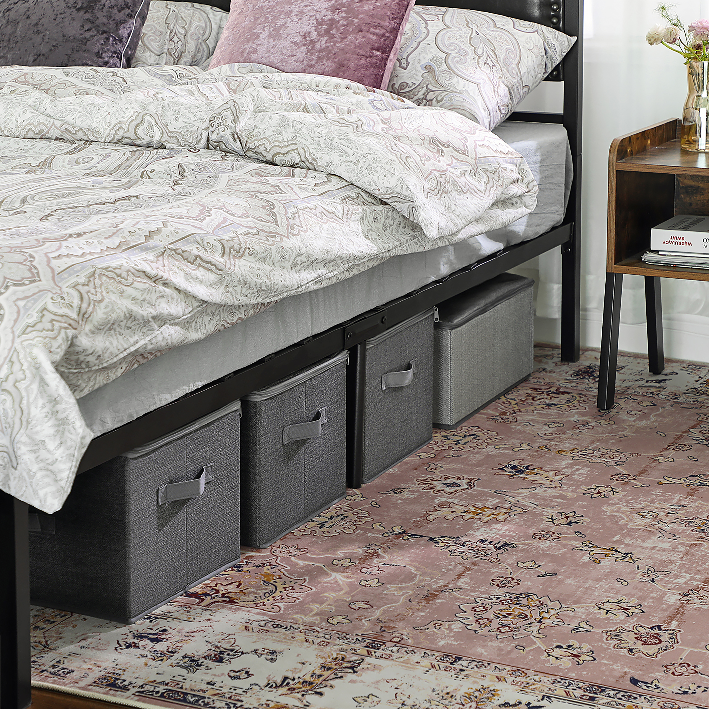Storage box Rulls set of 3 mixed fabric grey