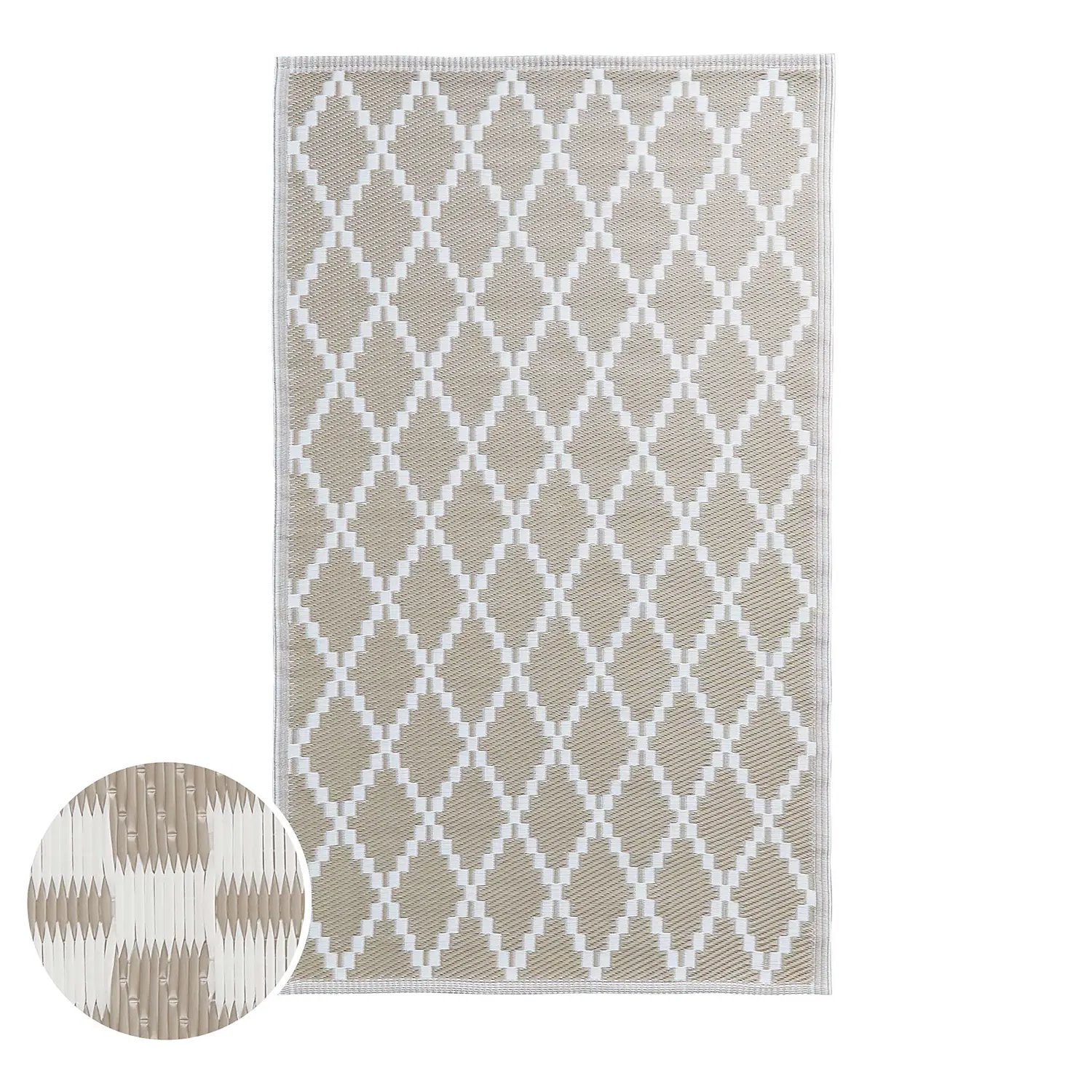 Colour Clash Rauten II Outdoorteppich Natur