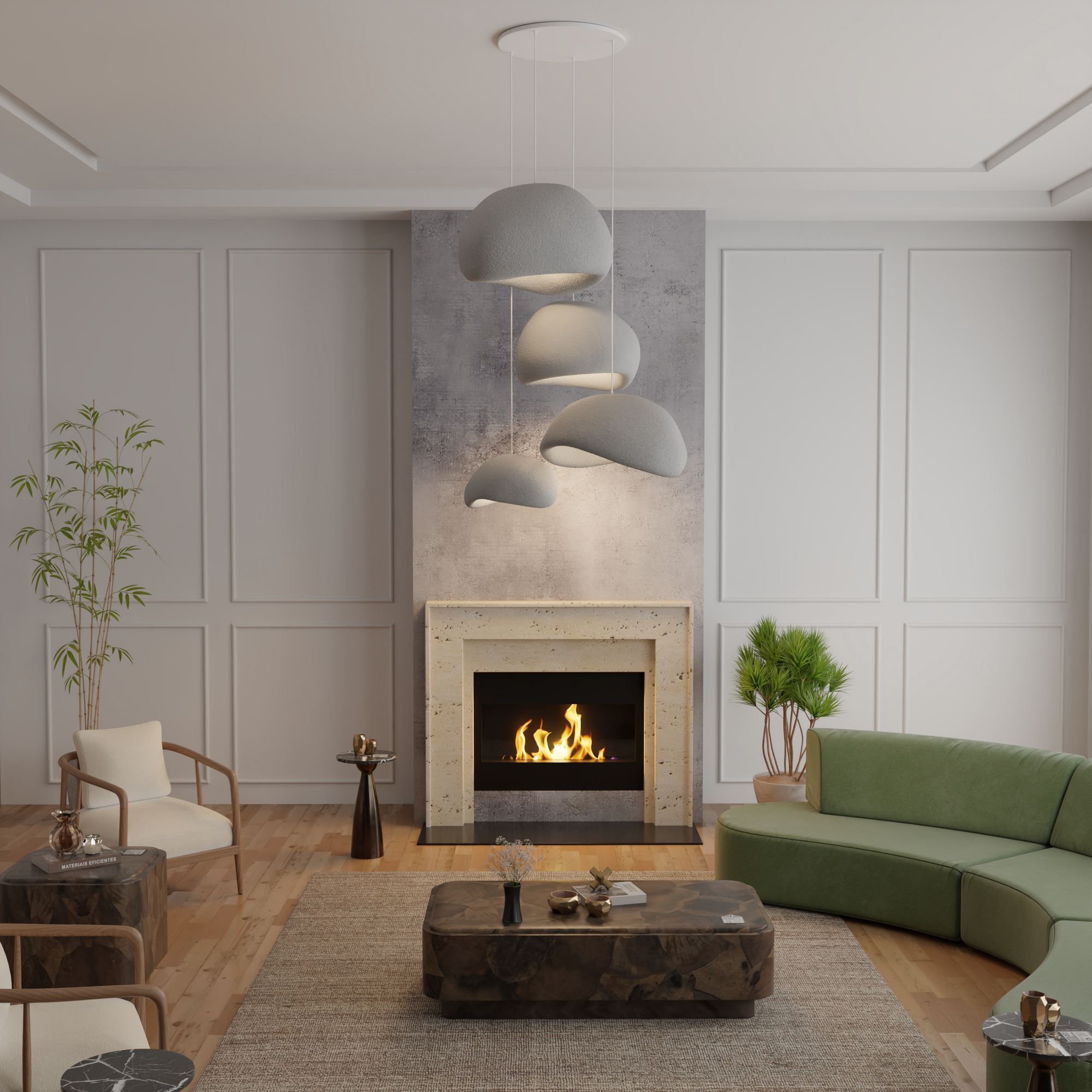 4-Flammig Wabi Sabi Sabi Glows Pendelleuchte Beton Grau