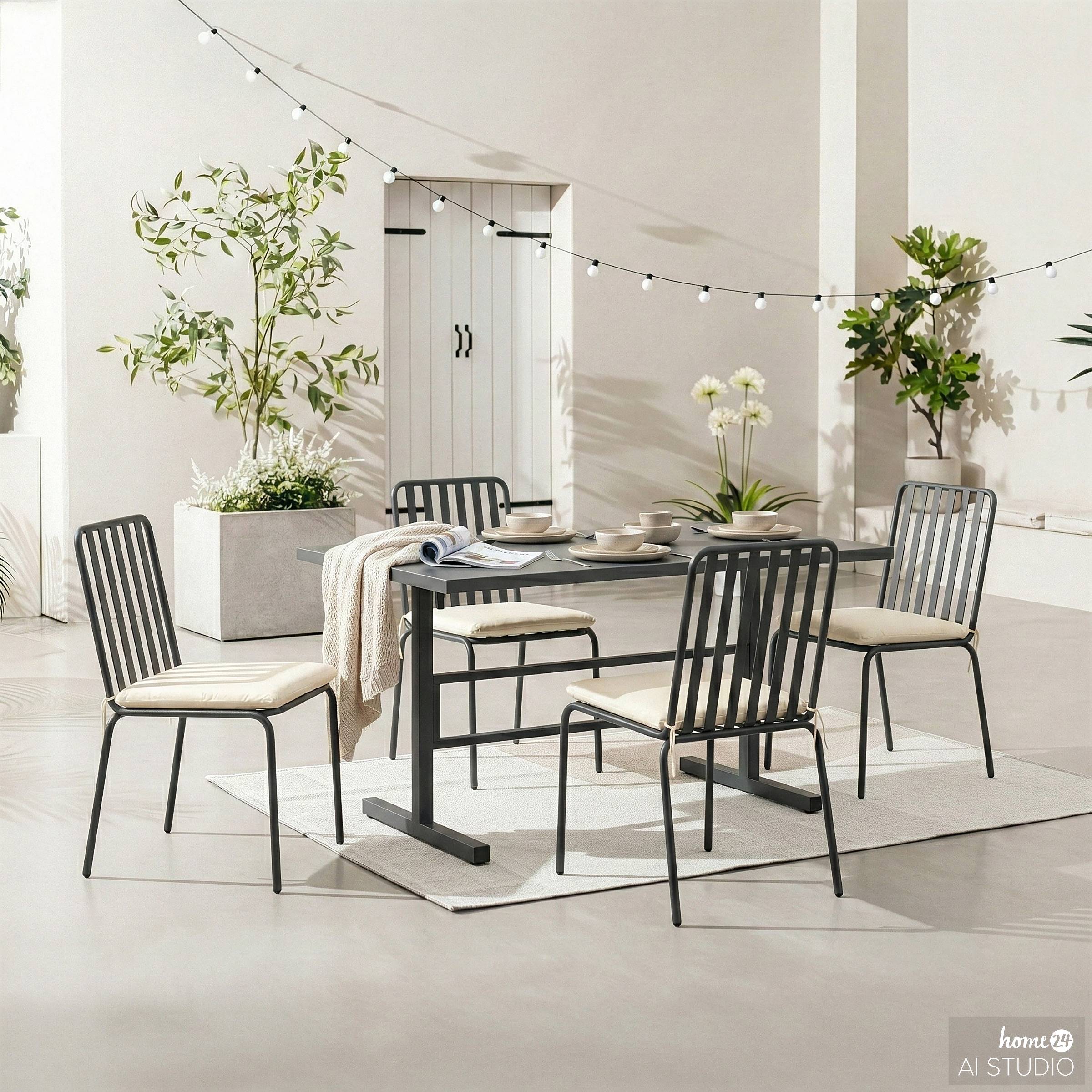 Garden Chair Kuna Set of 2 Steel Anthracite