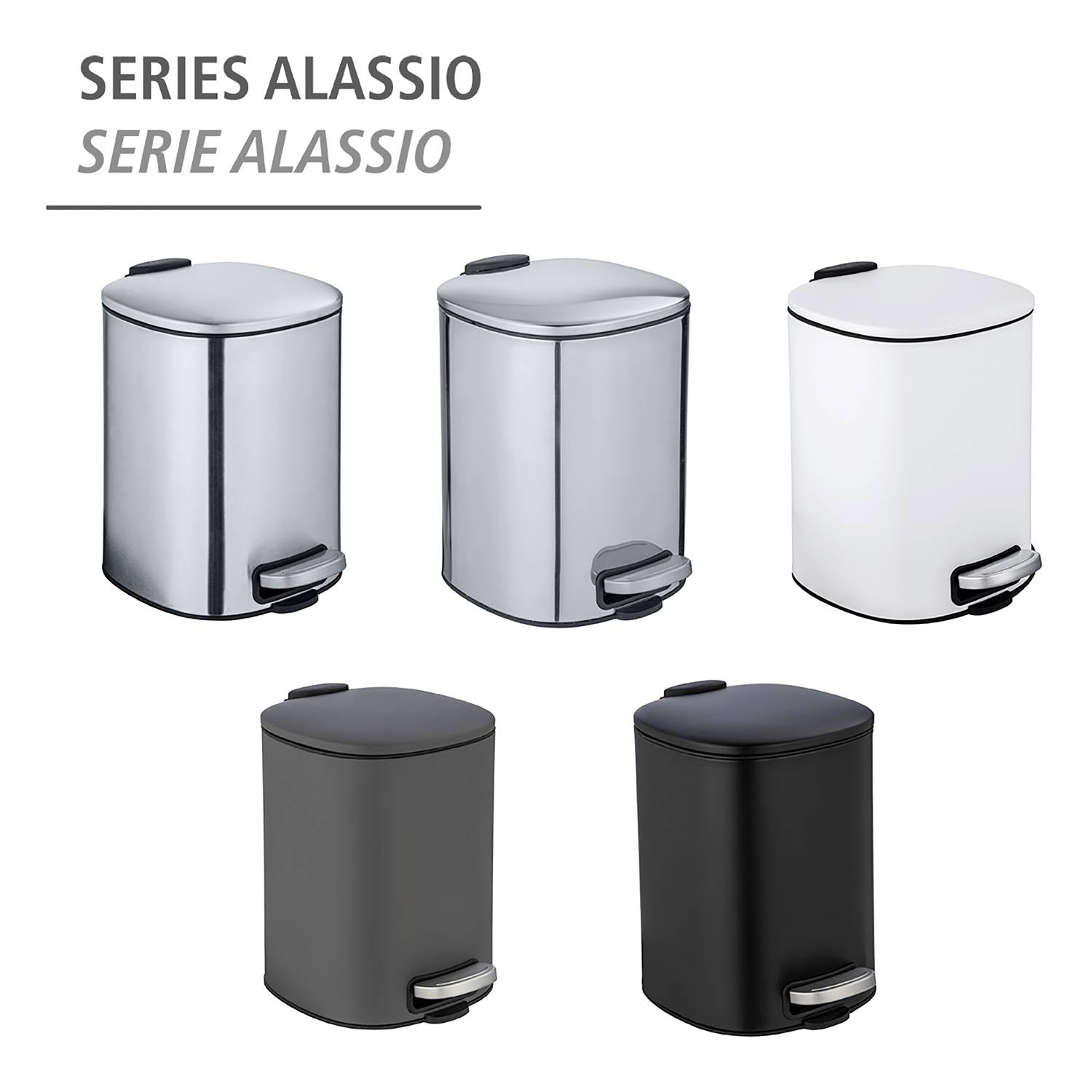 Treteimer Alassio Stahl Schwarz
