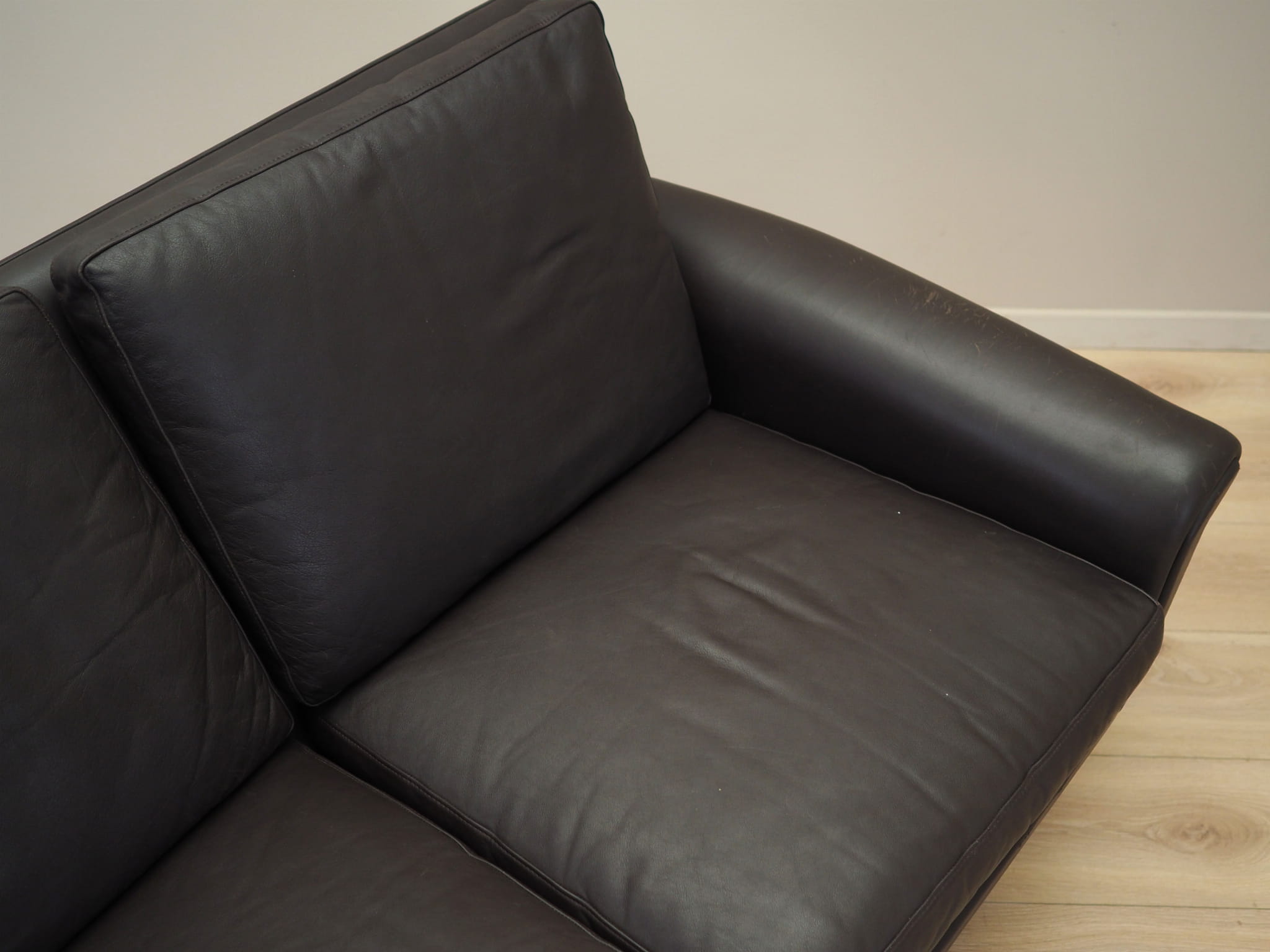 2-seater sofa leather brown 1960s