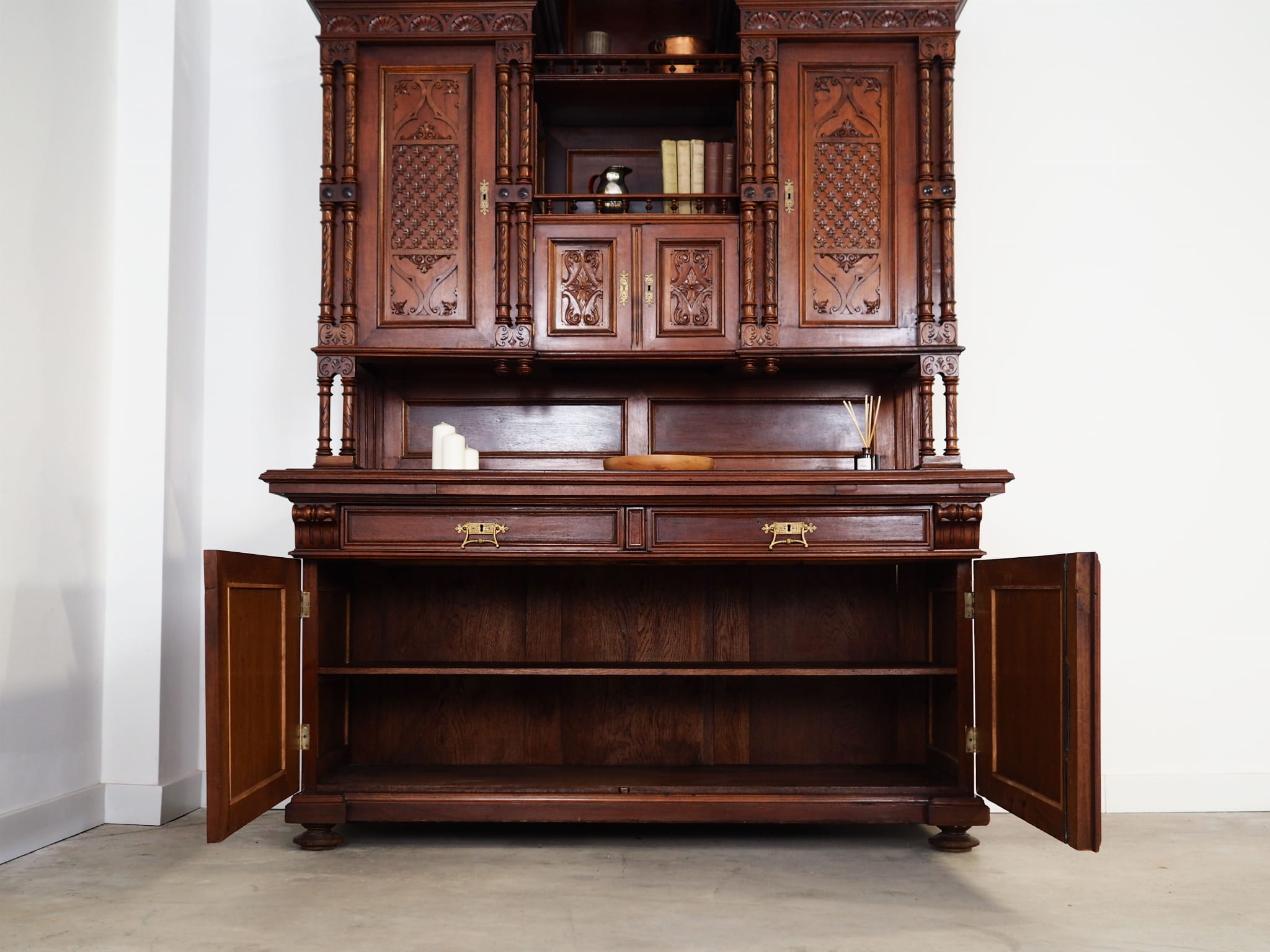 Vintage cabinet oak wood brown