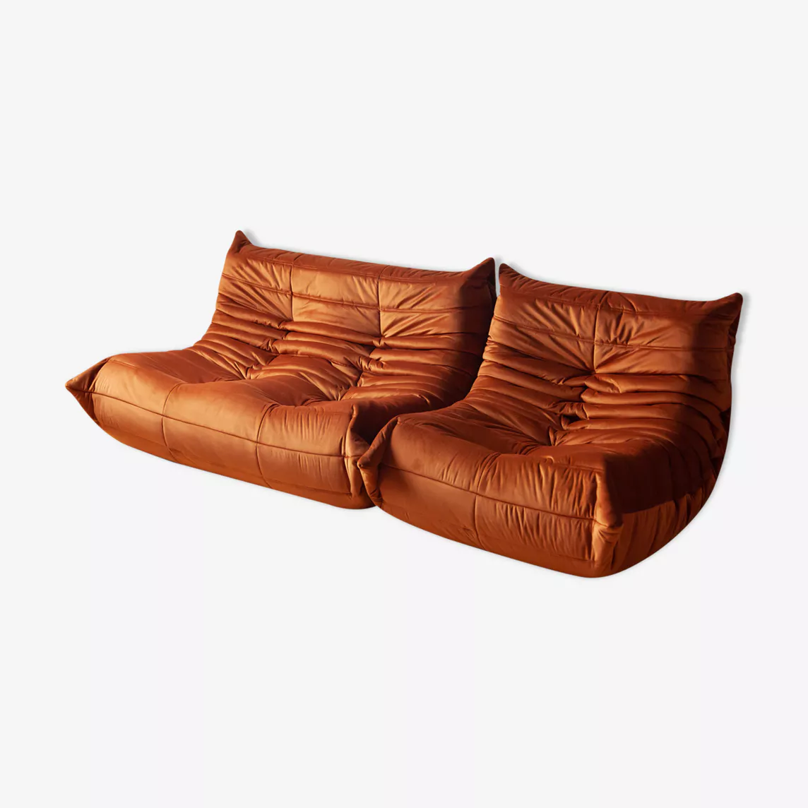Togo Lounge Set 2-piece Velvet Amber-Orange