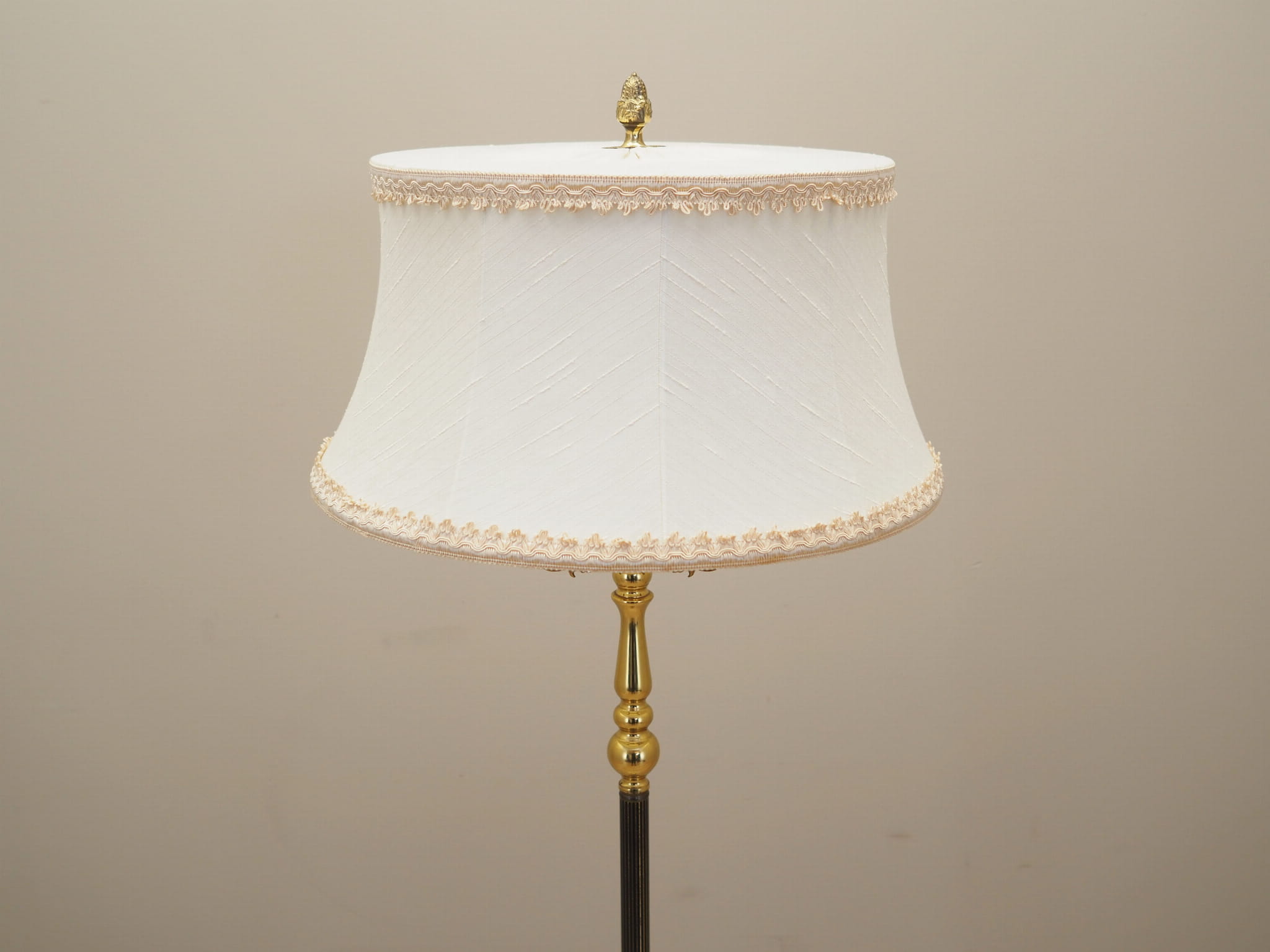 Vintage floor lamp Metal Fabric White 1970s