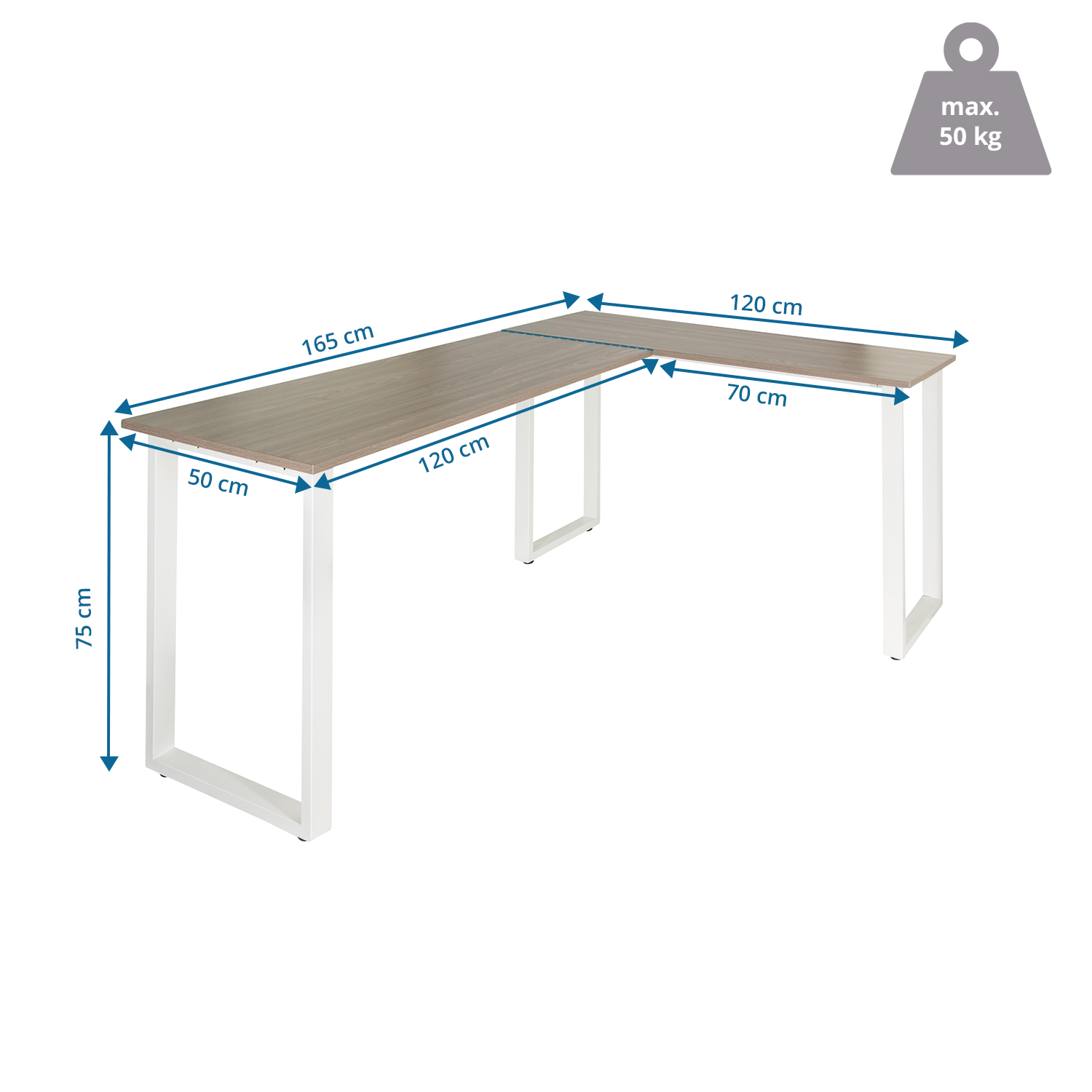 Workspace Basic I  Eckschreibtisch Holz Grau