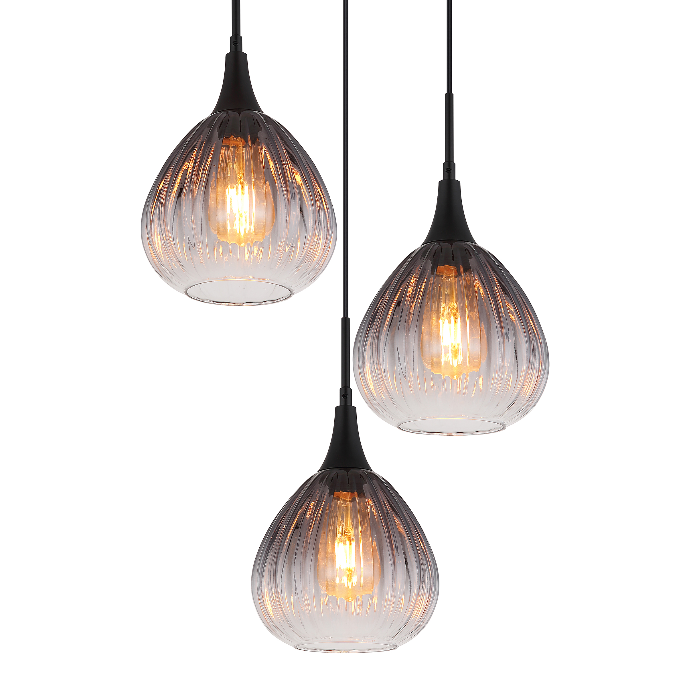 Olsen Typ A Pendelleuchte 3-flammig Rauchglas Eisen 