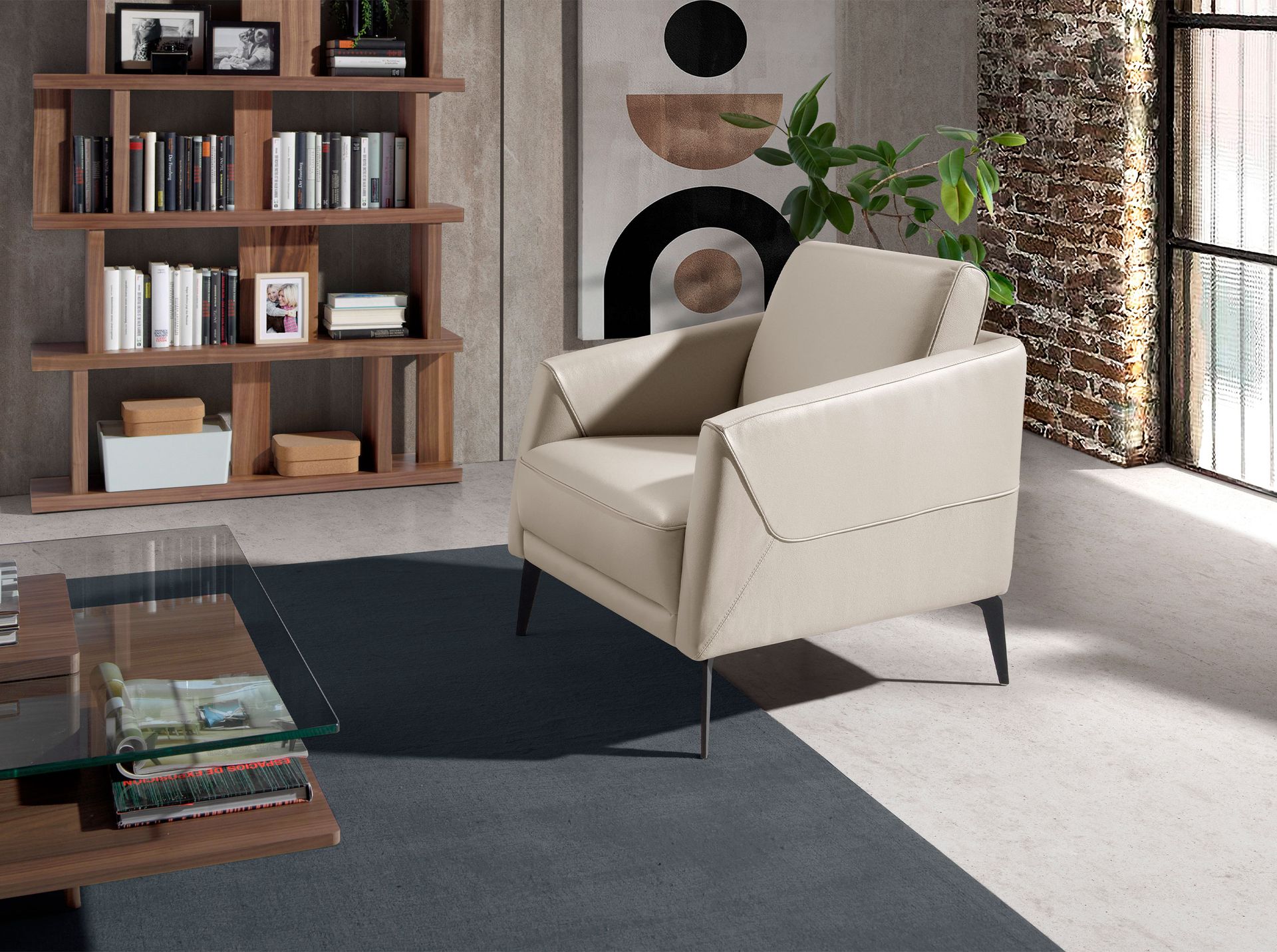 Sessel 5094 Leder Taupe Grau