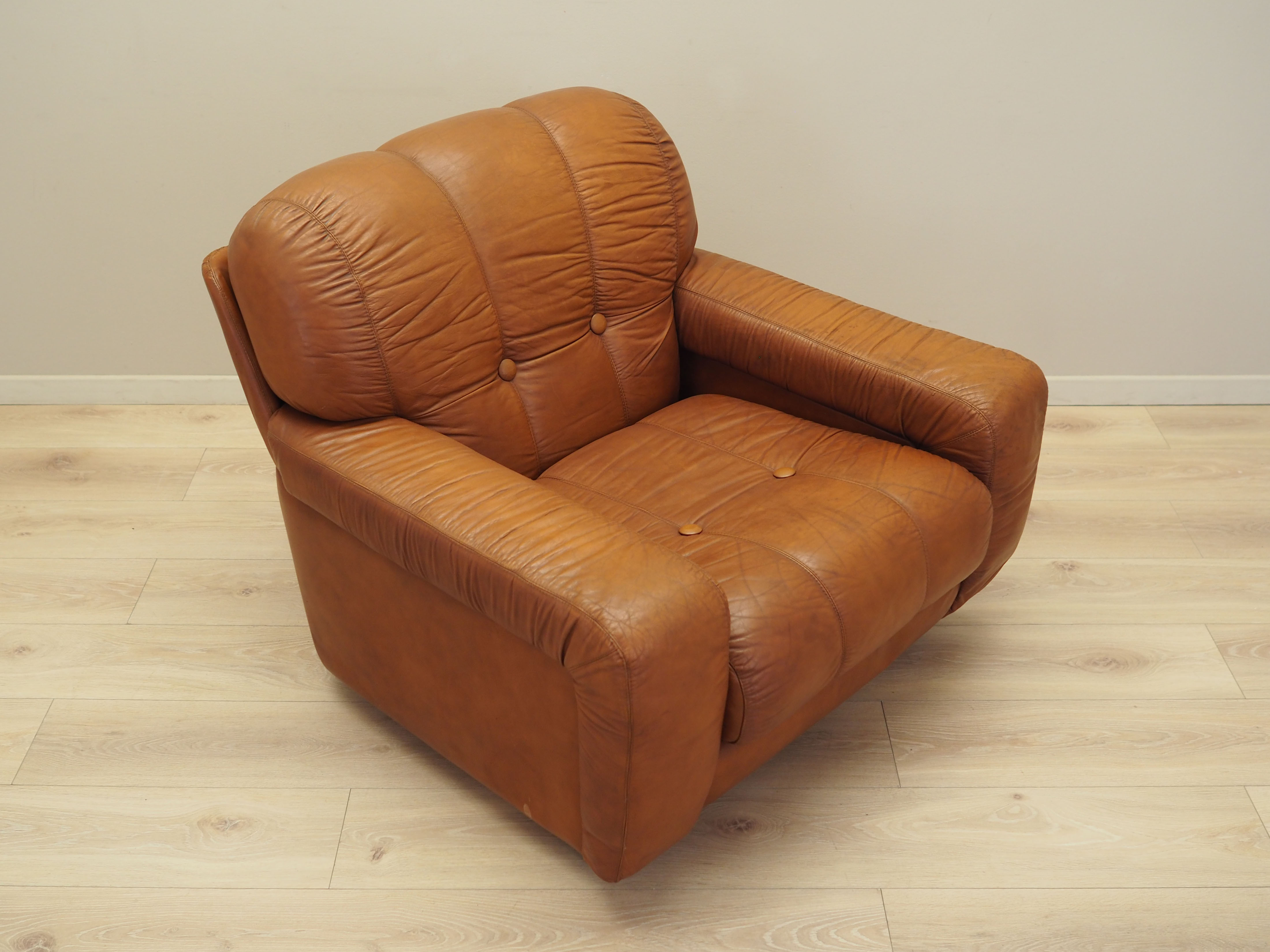 Sessel Leder Braun 1970er Jahre