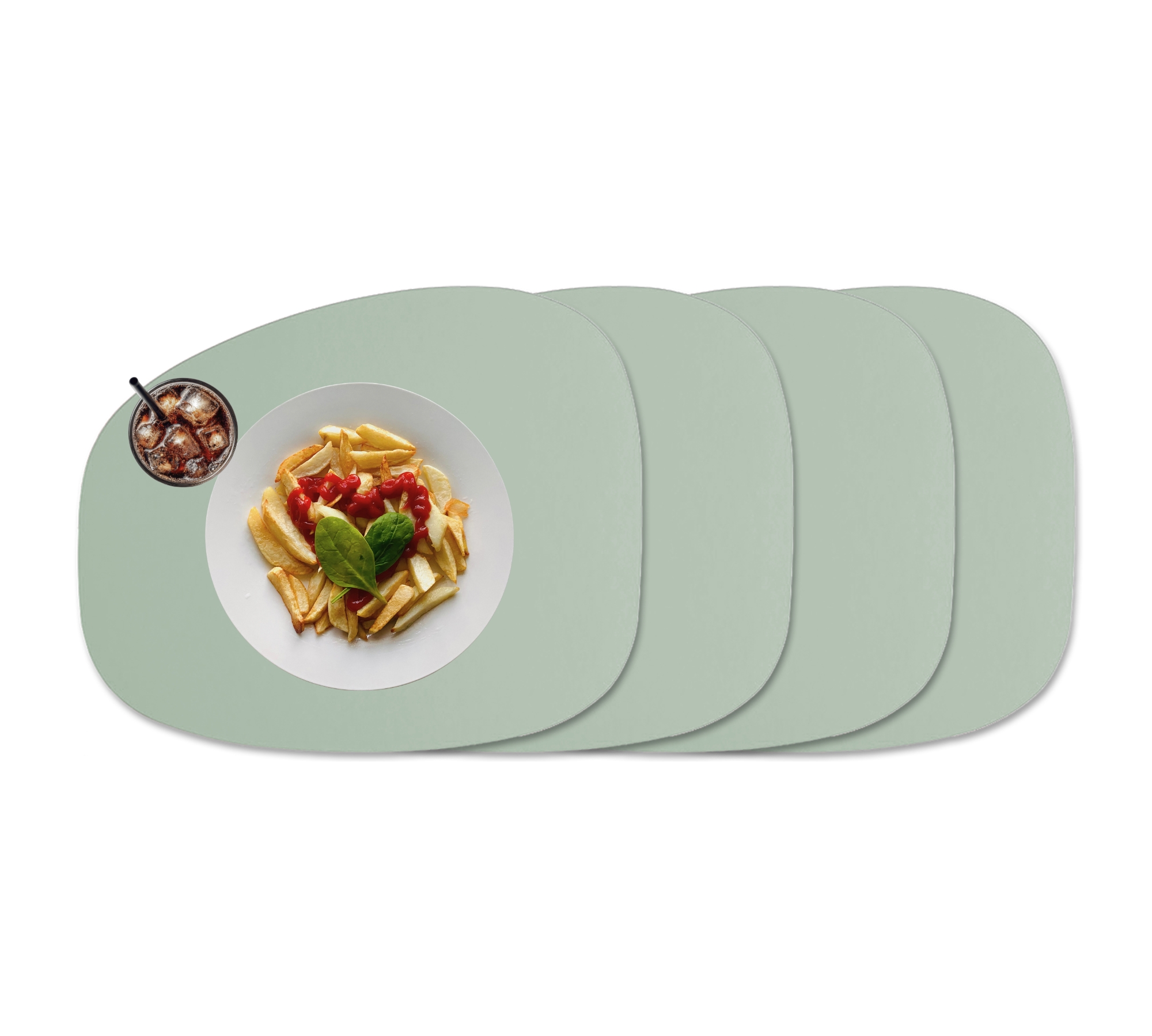 4x Stone Set di tovagliette 100% pelle riciclata menta