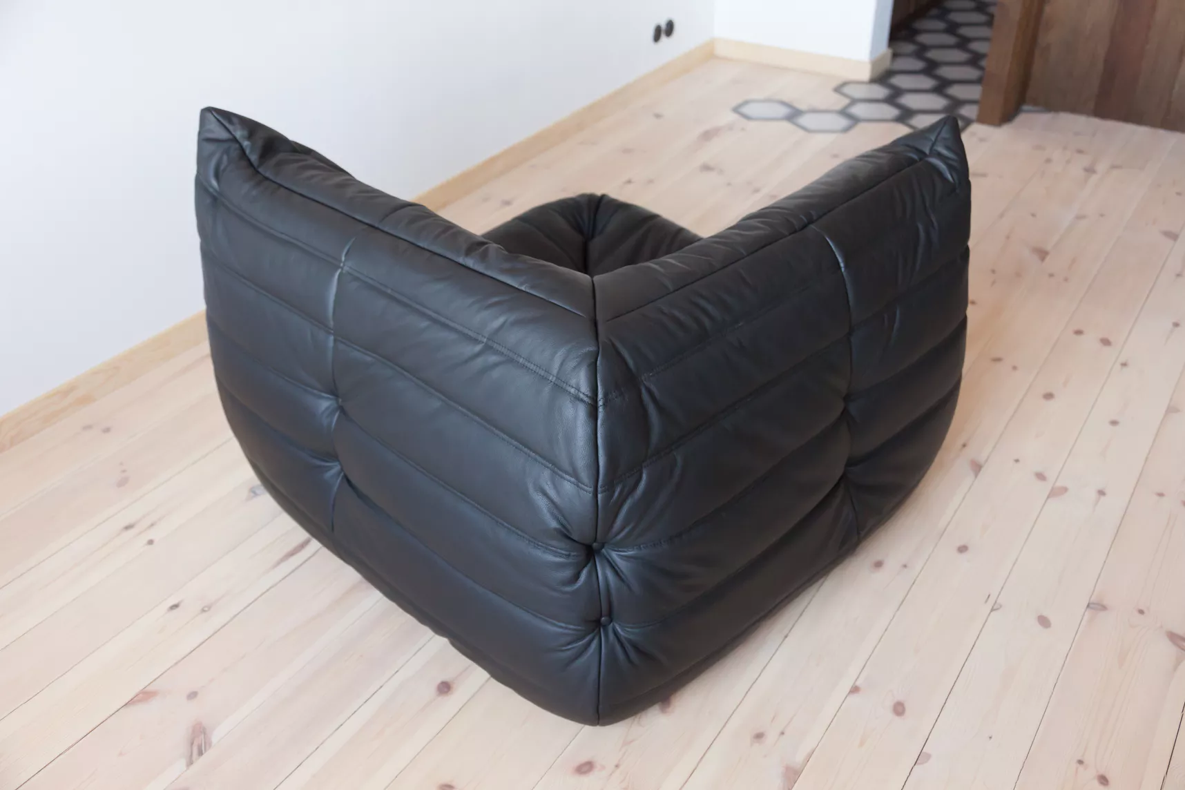 Togo Ecksofa Madras-Leder Schwarz