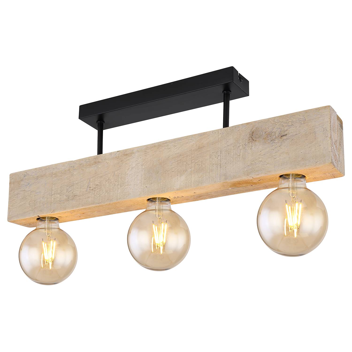 Adalie I Ceiling Light 3-bulb Solid Wood Iron