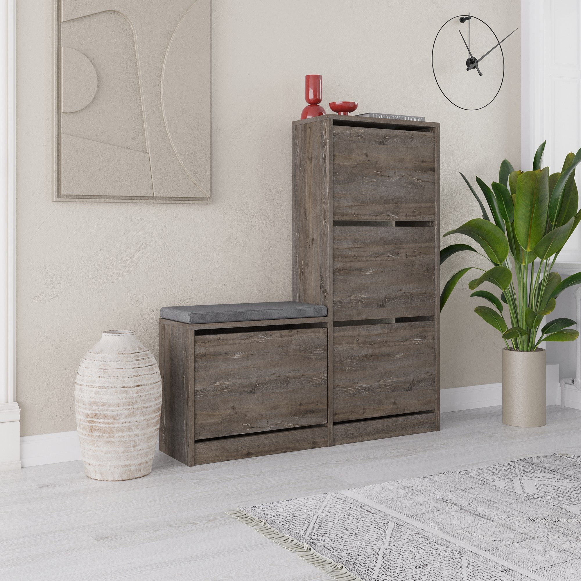 Dude Shoe cabinet Wood veneer Dark brown