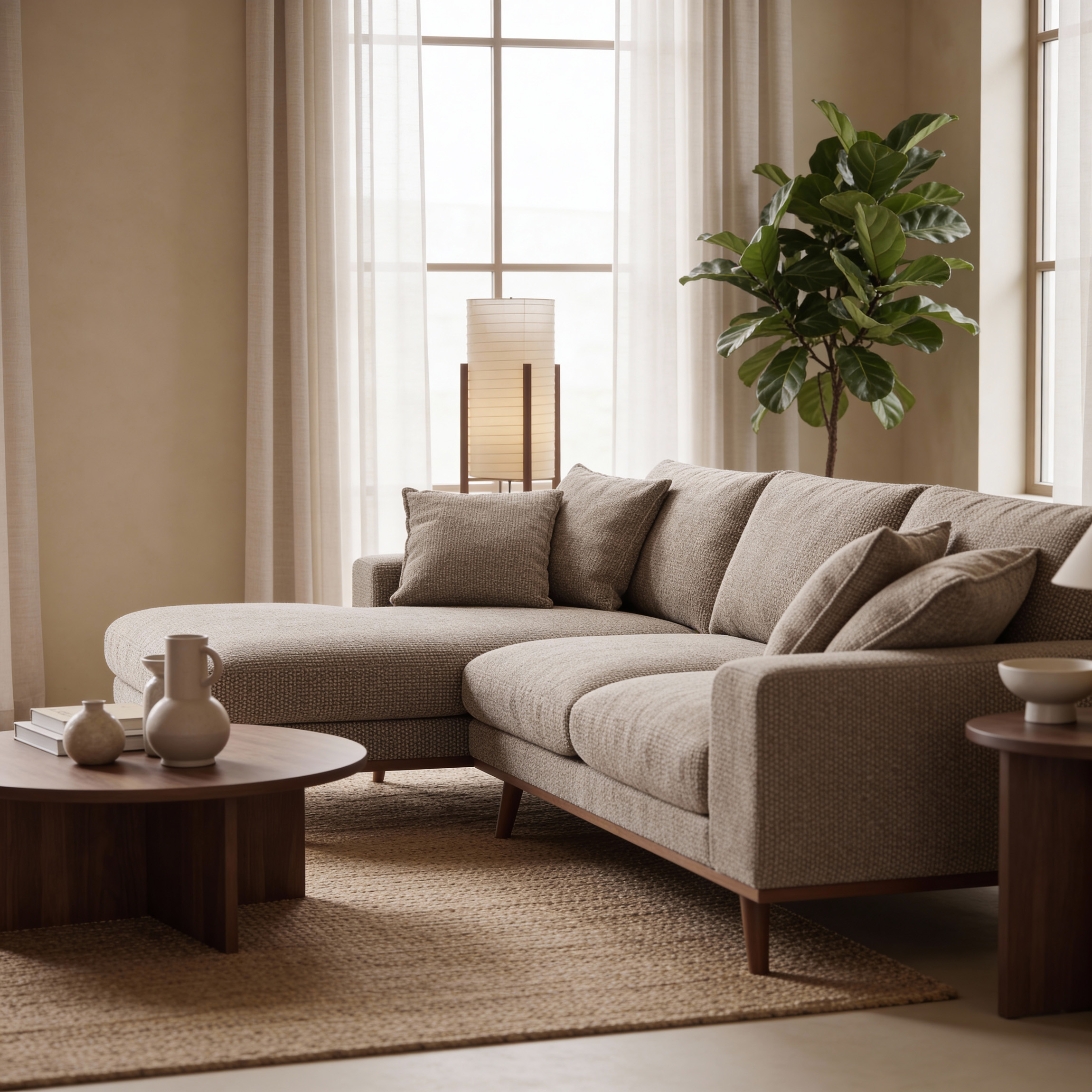 Ecksofa Harper 3-Sitzer Links Hellbraun