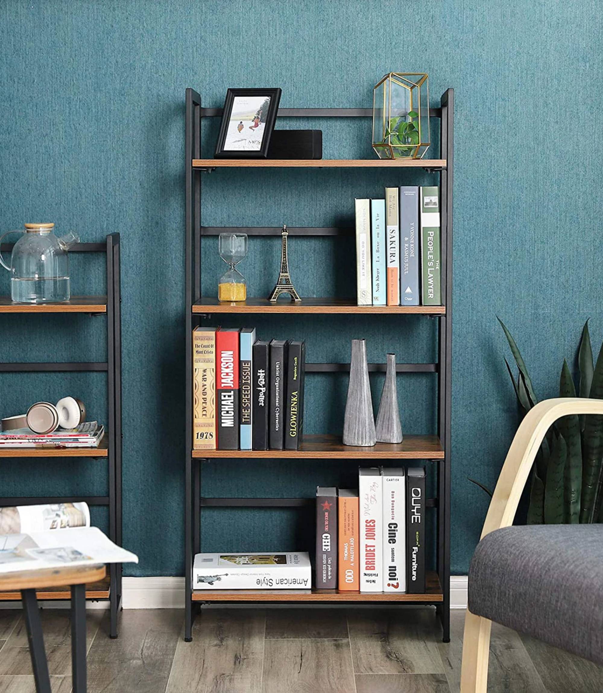 Regal Holz Metal Braun Schwarz