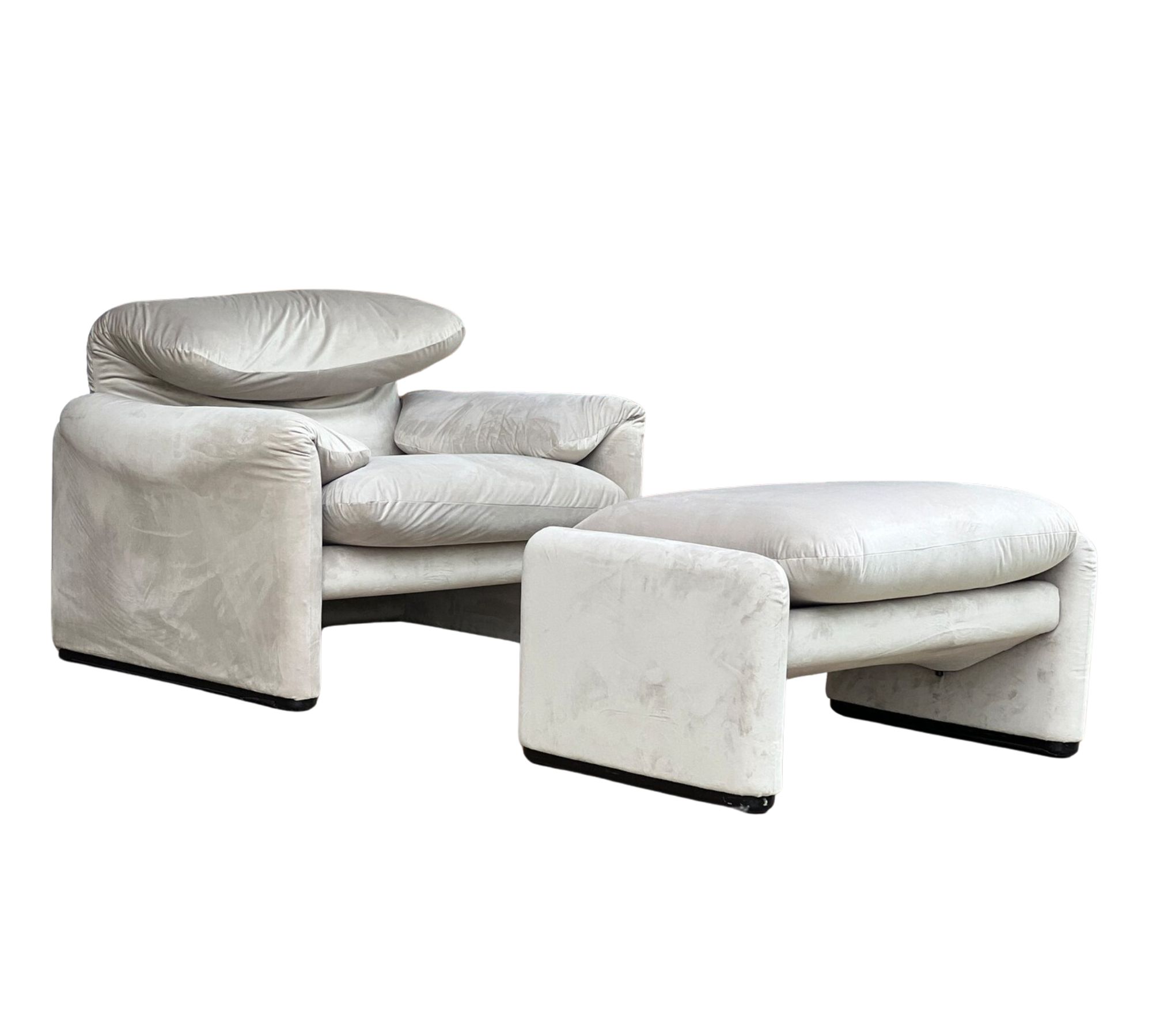 Vintage Maralunga Lounge Chair & Ottoman V. Magistretti Grau
