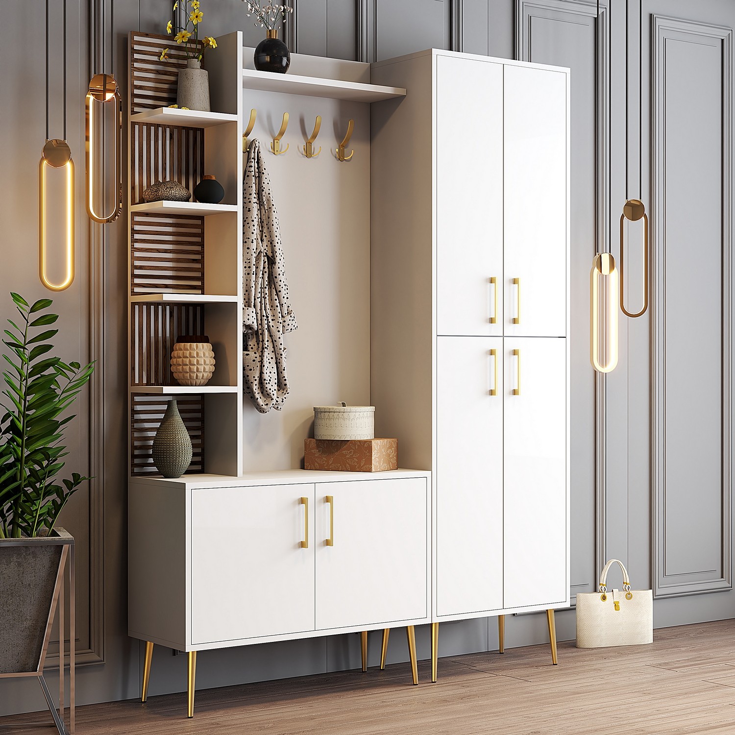 Extend Wardrobe White Golden Details 150cm x 200cm