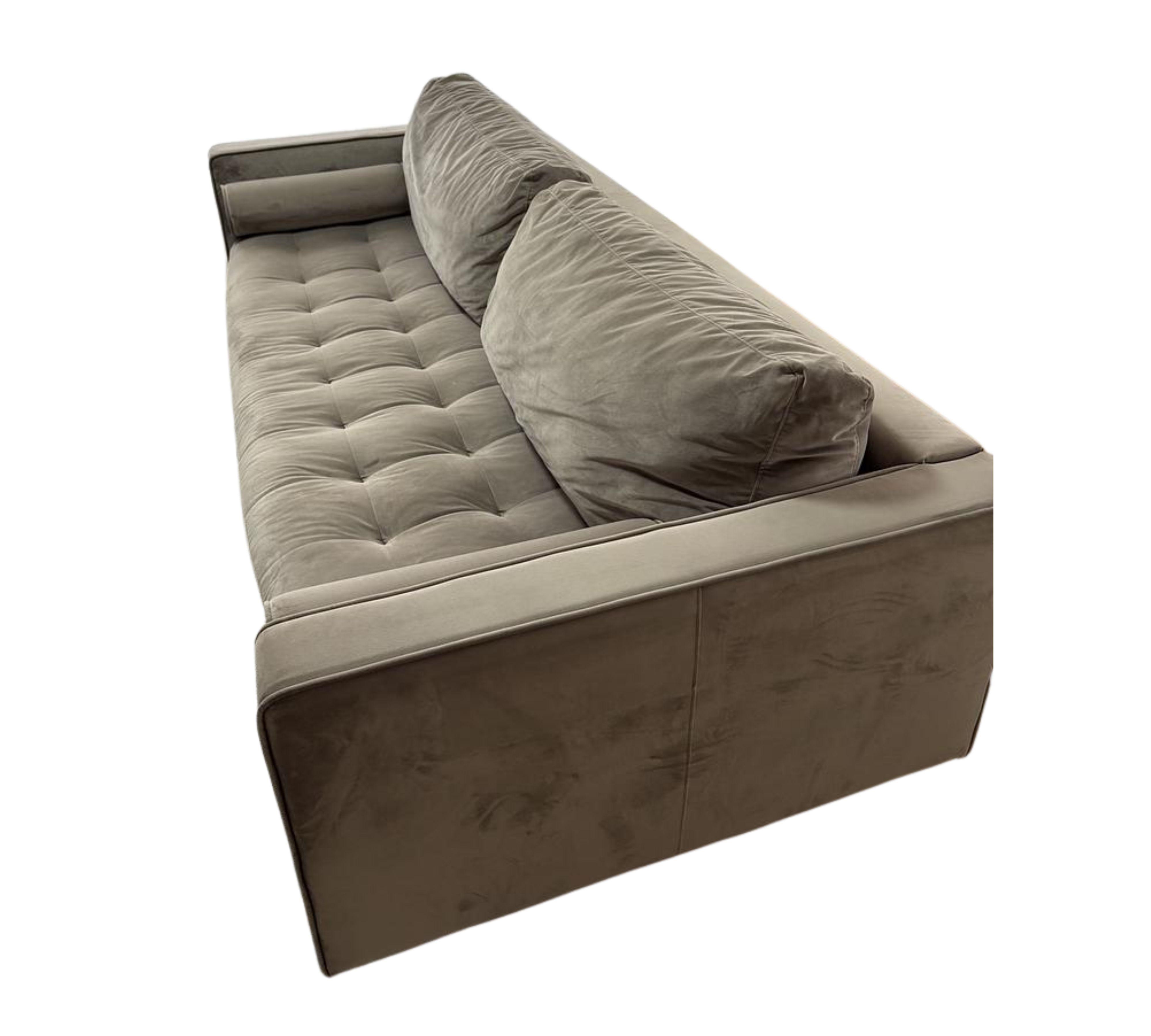 Sofa with ottoman velvet wood taupe