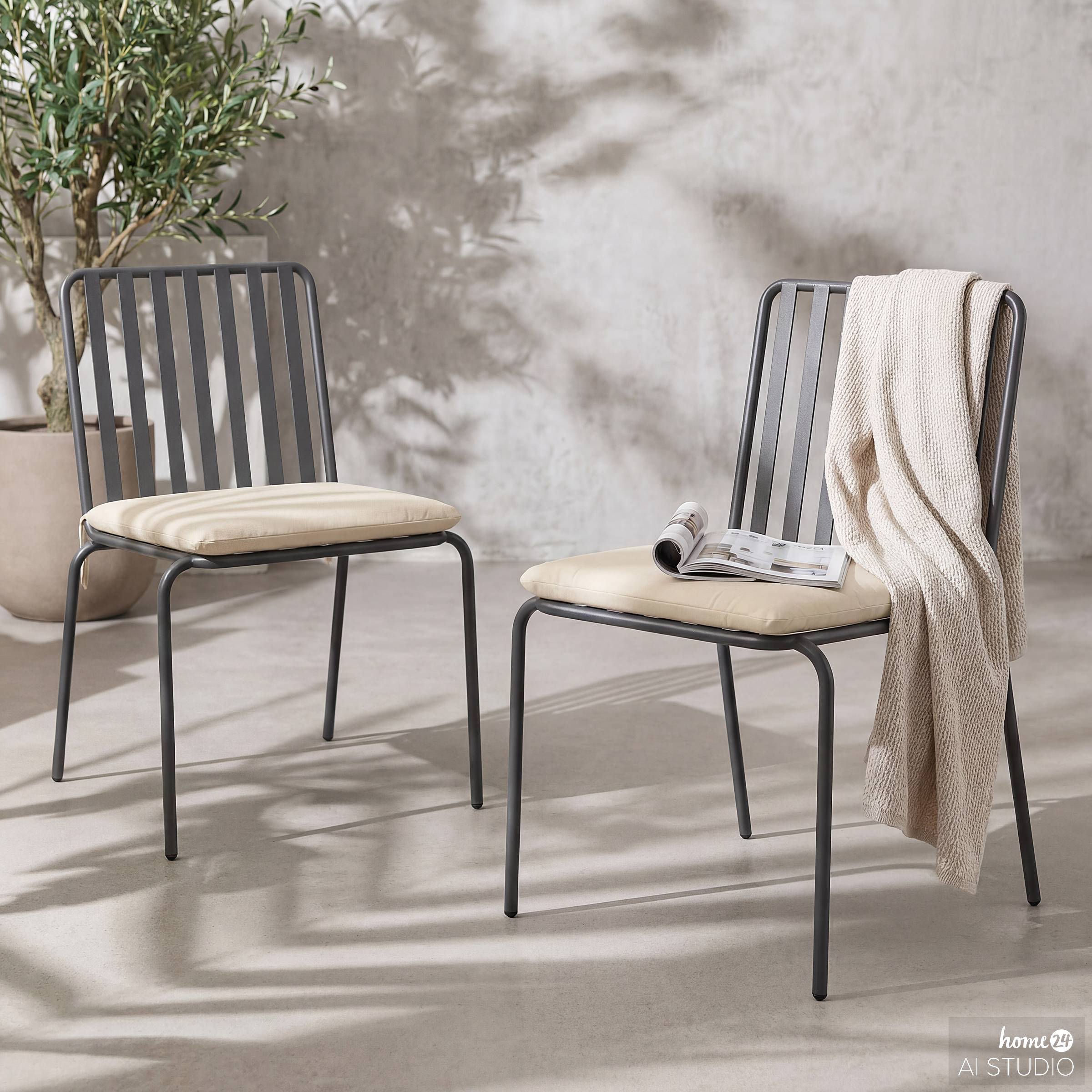 Garden Chair Kuna Set of 2 Steel Anthracite