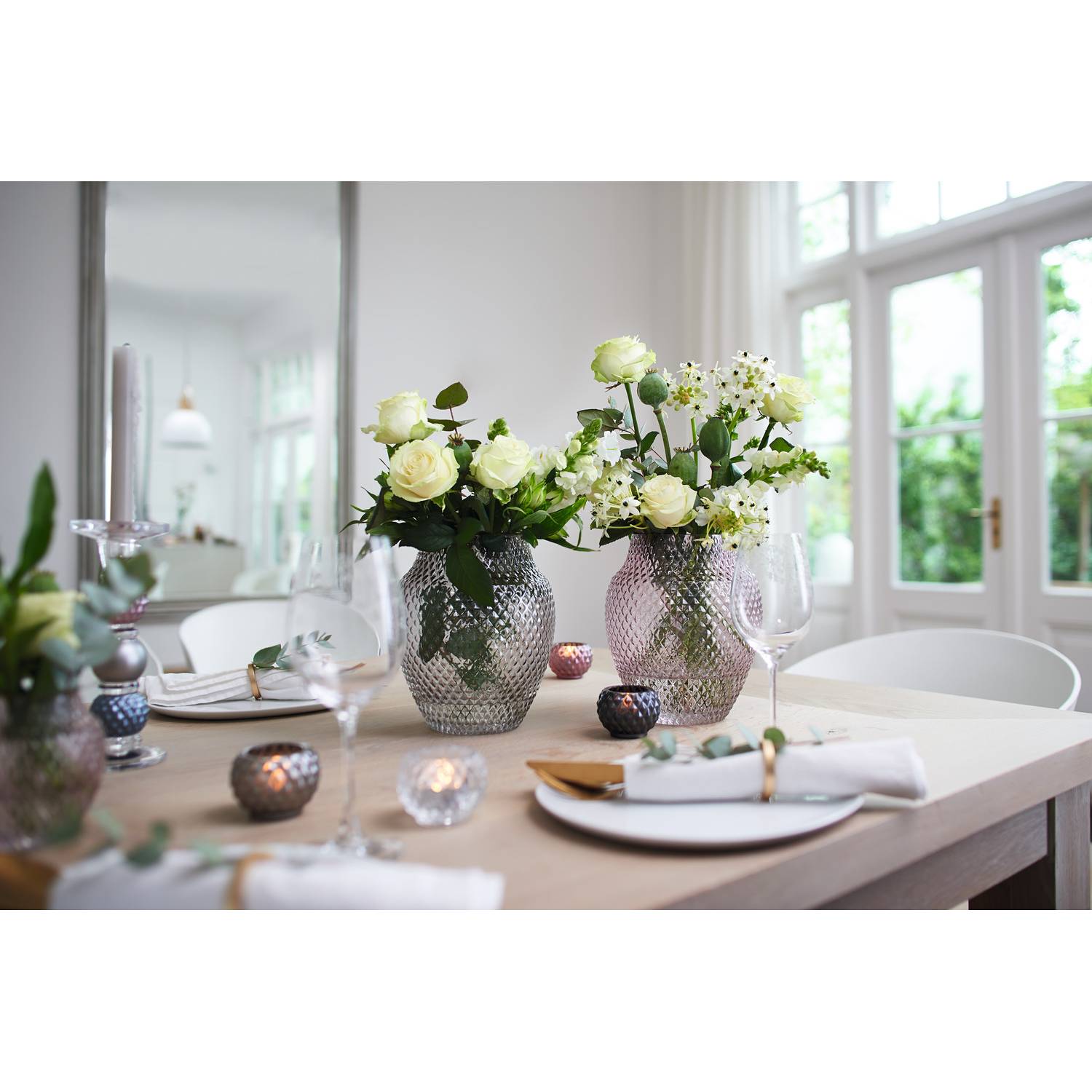 Vase Poesia II Glas Grau