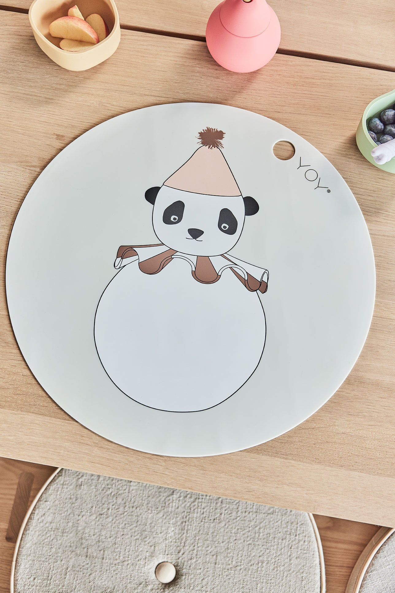 Panda Pompom Tischset Silikon Mehrfarbig