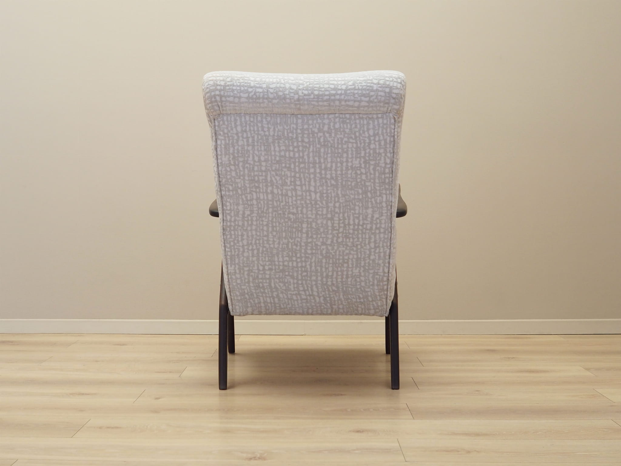Vintage armchair beech wood textile white 1970s