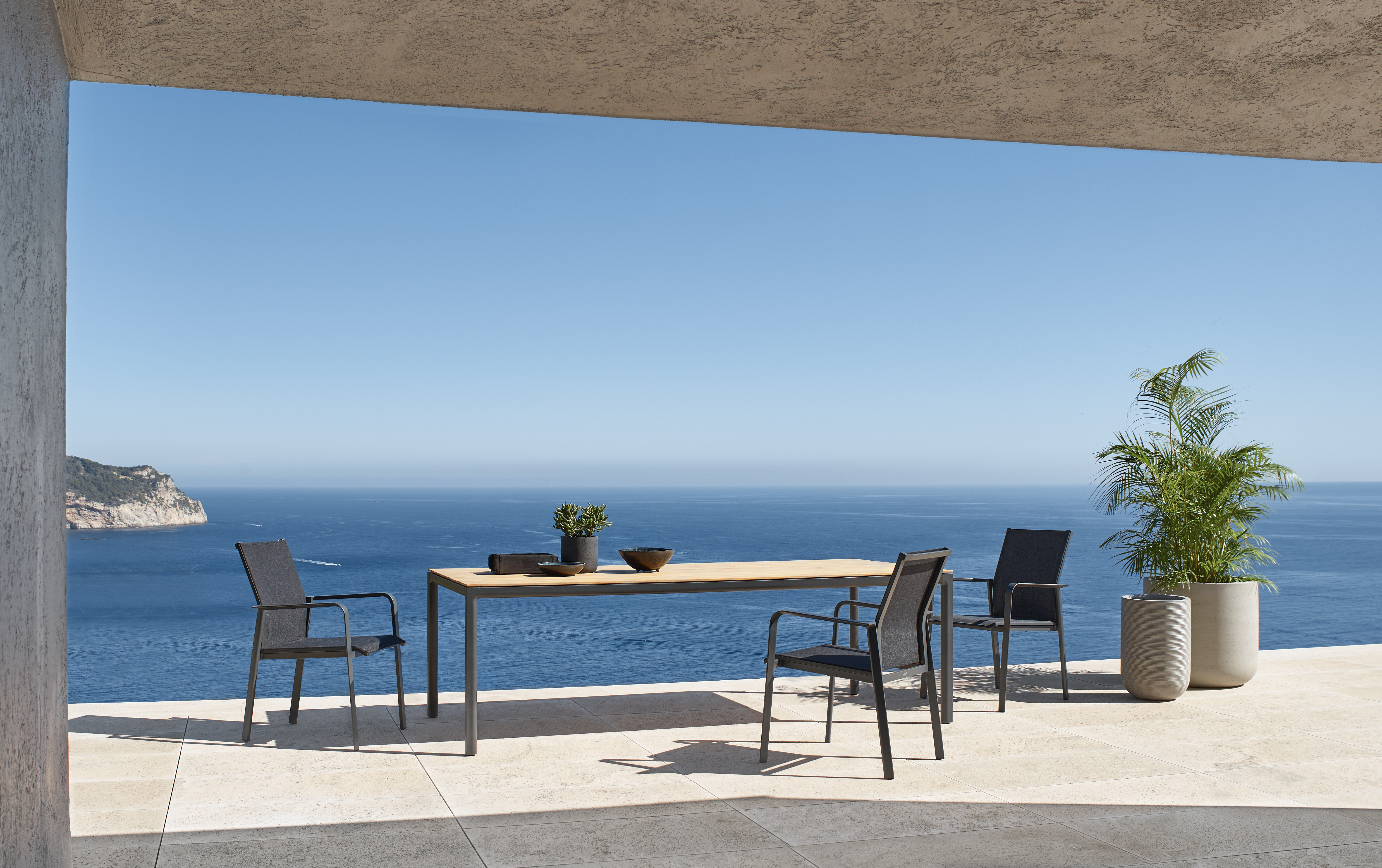 Soft Tisch Aluminium Teak-Platte Anthrazit