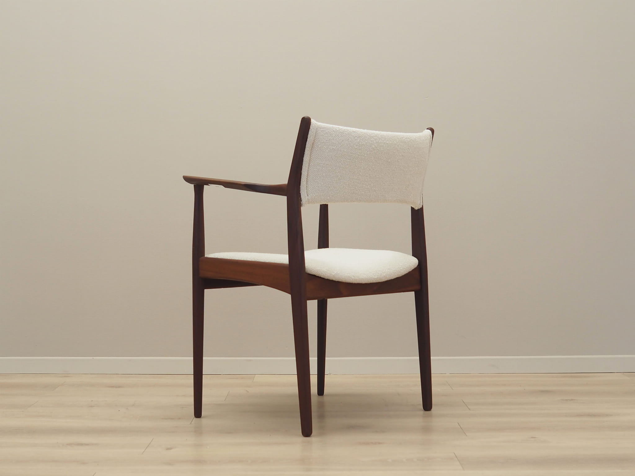 Vintage armchair Teak wood Textile Cream 1960s