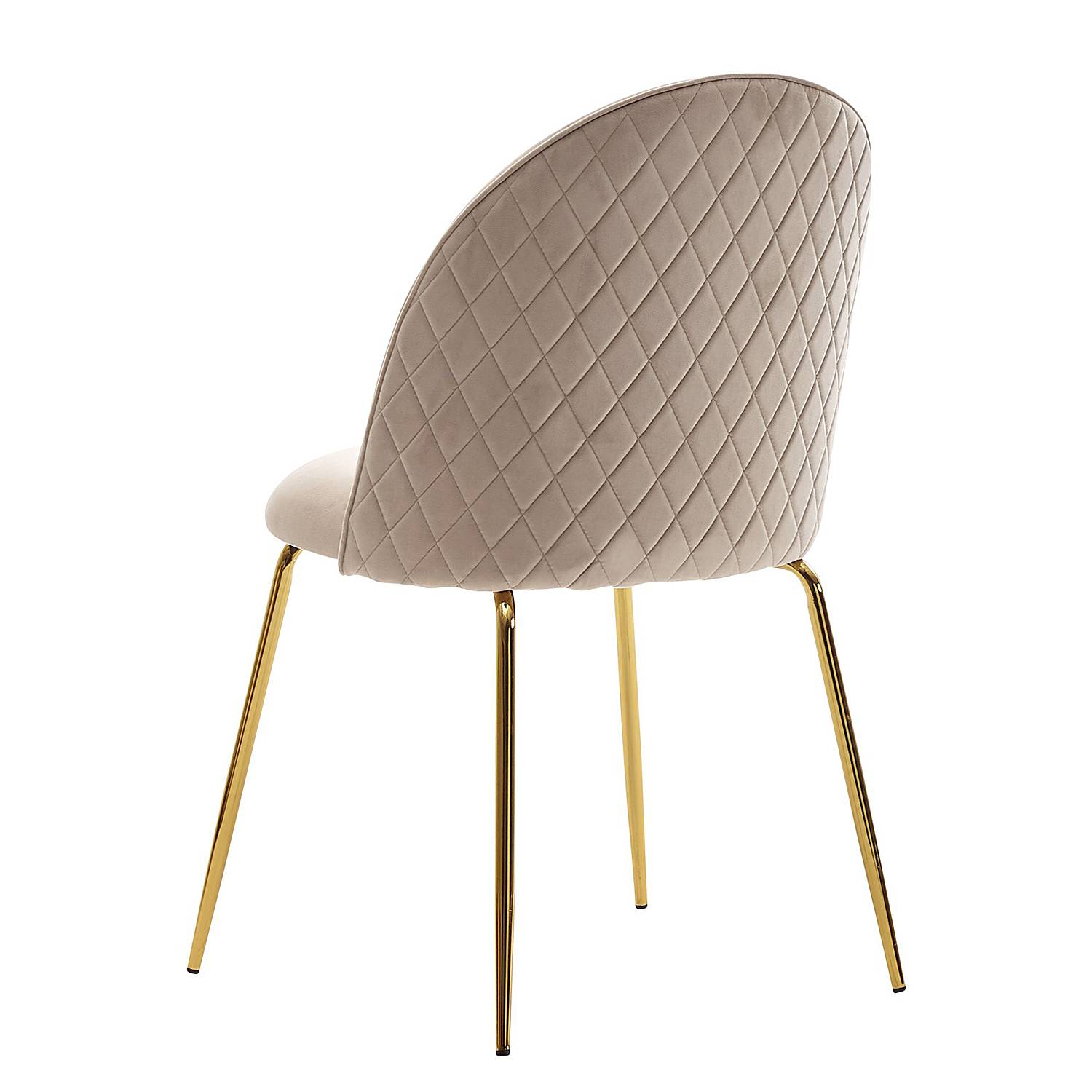 2x Esszimmerstuhl Paraco Samt Eisen Beige Gold