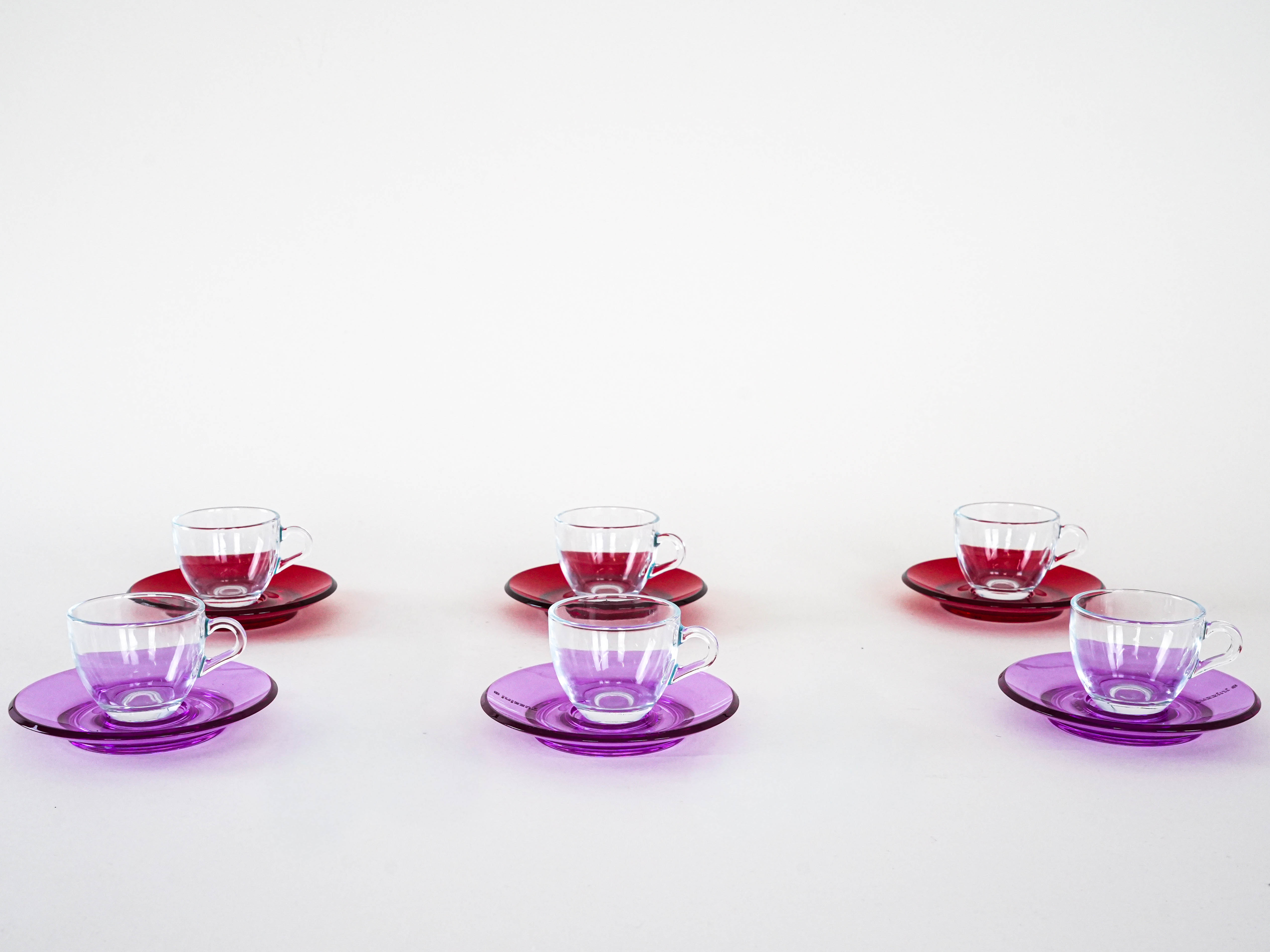 Glass Cup Set Multicolored 1970s