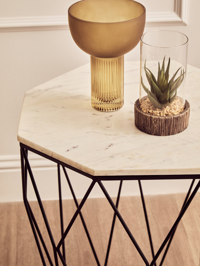 Shalimar Side Table Stainless Steel Marble 46cm